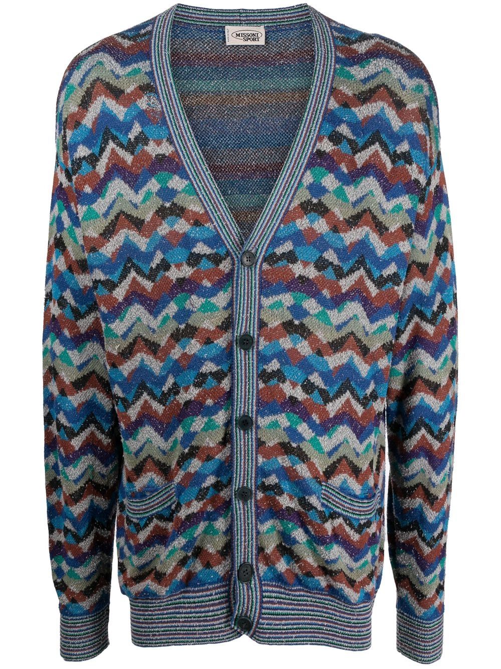 Missoni Pre-Owned Z字形图案针织开衫（1990年代典藏款） - 蓝色