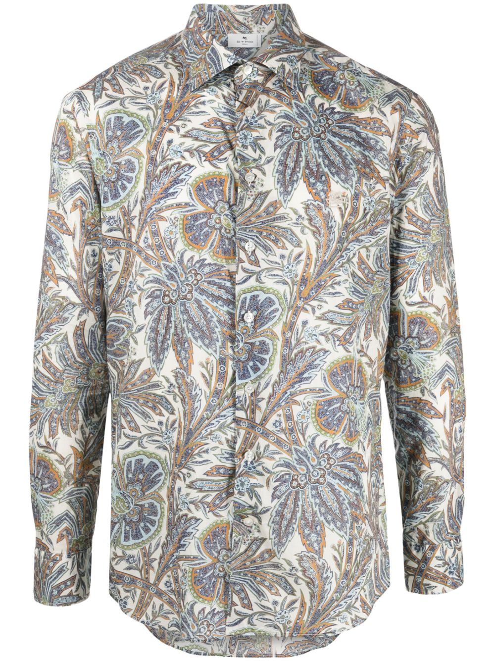 ETRO 叶片印花棉衬衫 - 白色