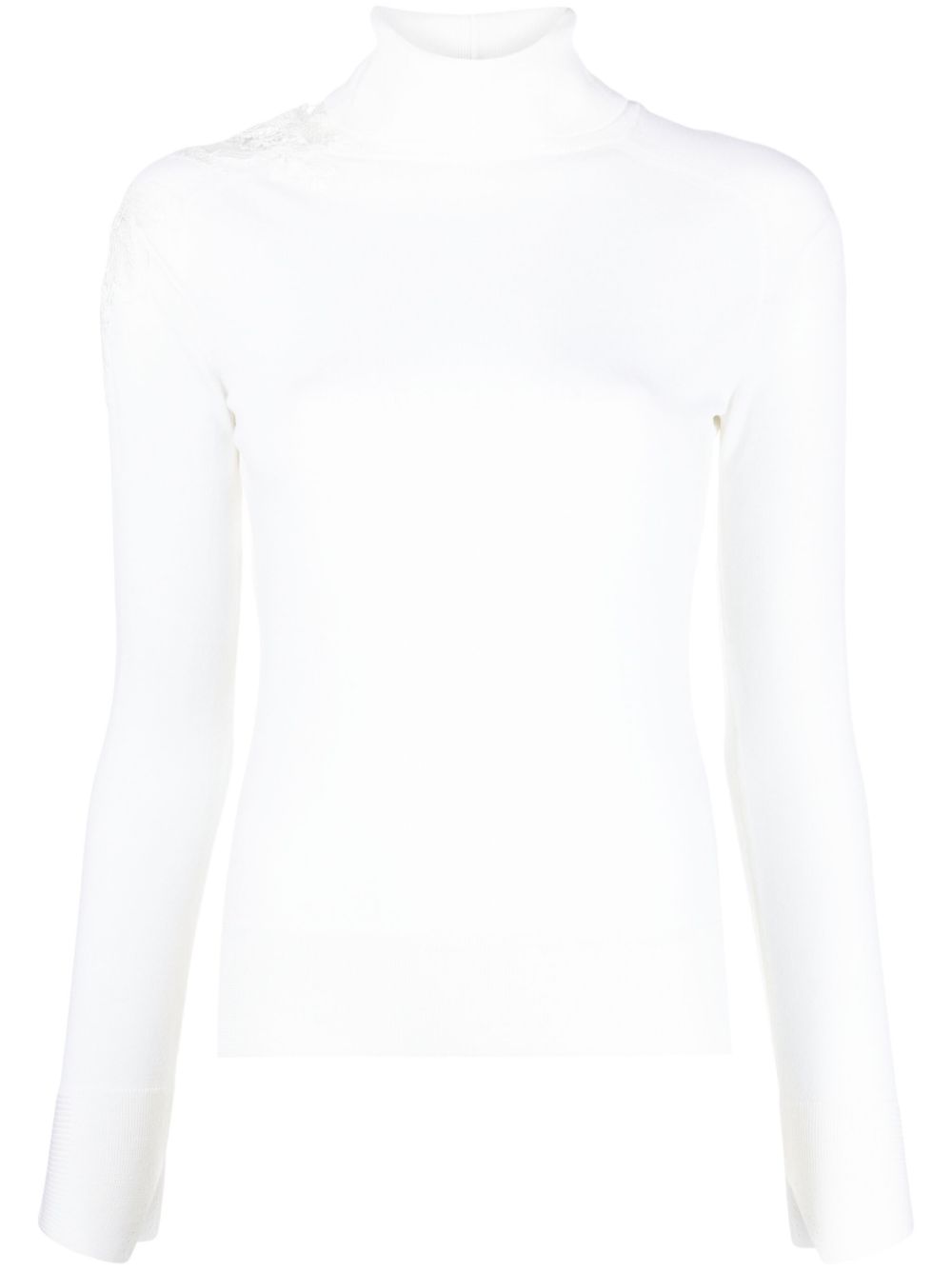 Ermanno Scervino 凸纹蕾丝细节针织毛衣 - 白色