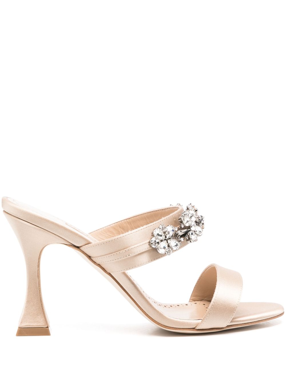 Manolo Blahnik Persan 高跟缎面穆勒鞋 - 中性色