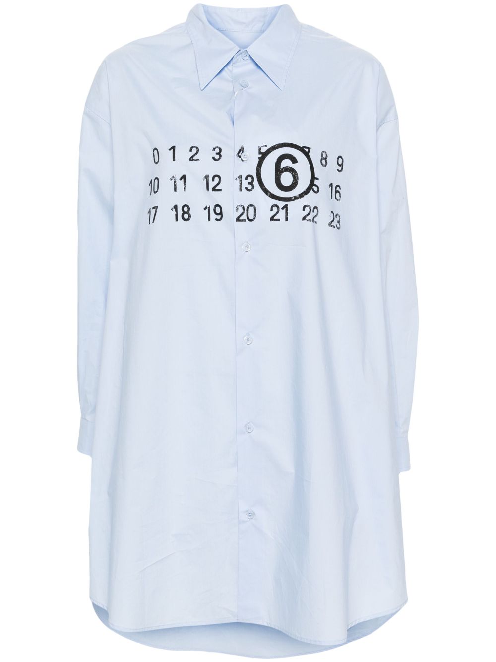 MM6 Maison Margiela logo印花棉连衣裙 - 蓝色