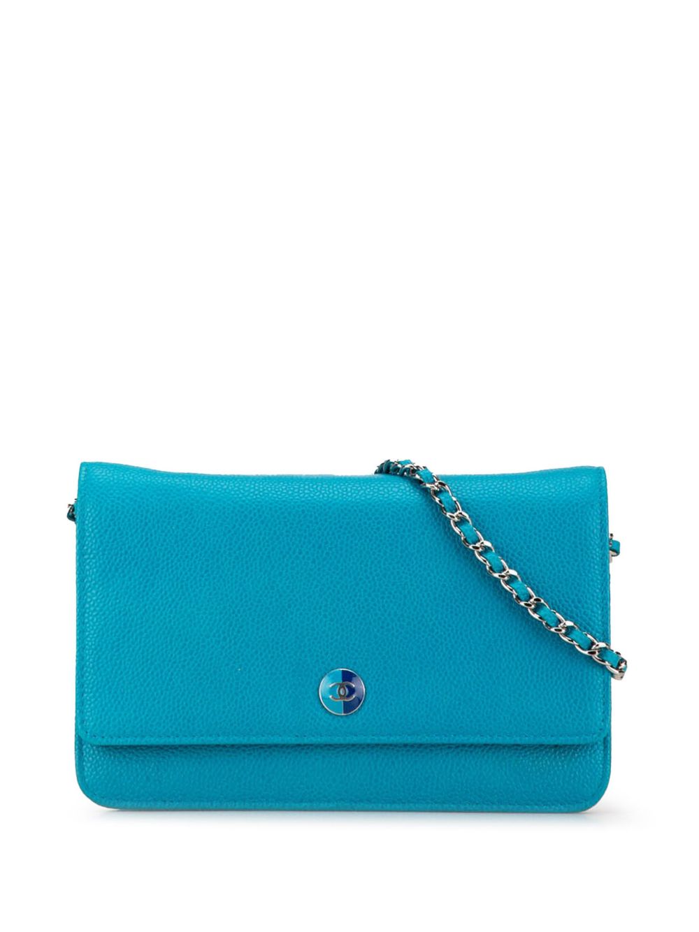 CHANEL Pre-Owned Caviar CC Wallet On Chain 双色斜挎包（2012-2013年典藏款） - 蓝色