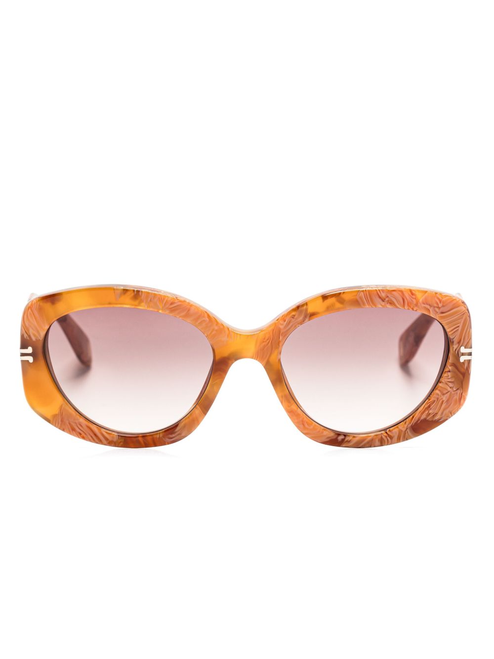 Marc Jacobs Eyewear 大理石椭圆形框太阳眼镜 - 中性色