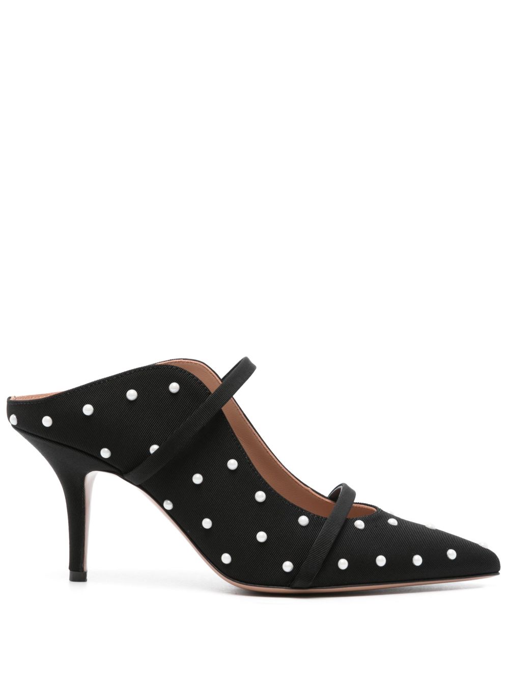 Malone Souliers Maureen 罗缎中跟穆勒鞋 - 黑色