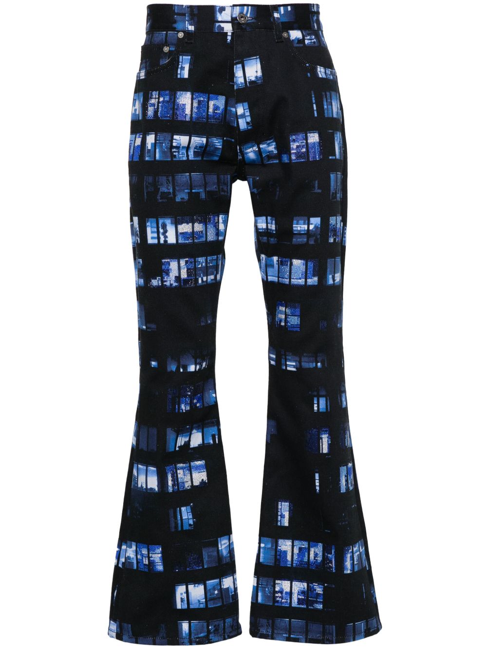 Off-White Cryst Windows 微喇牛仔裤 - 黑色