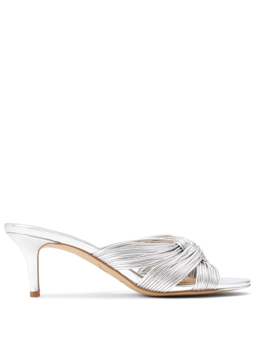 Badgley Mischka Mia 旋褶皮质中跟穆勒鞋 - 银色