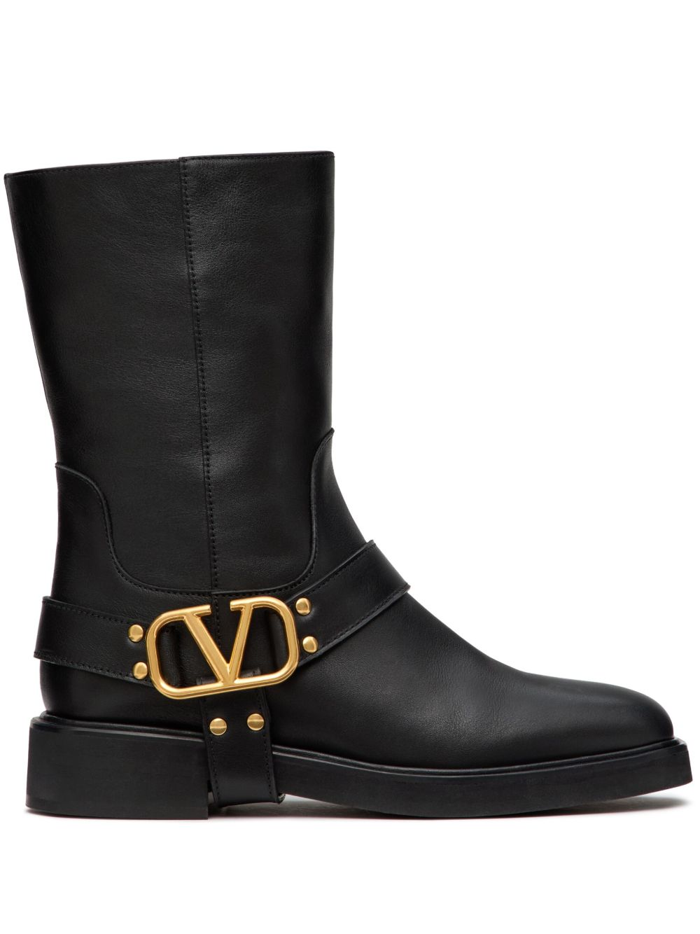 Valentino Garavani VLogo 皮质靴 - 黑色