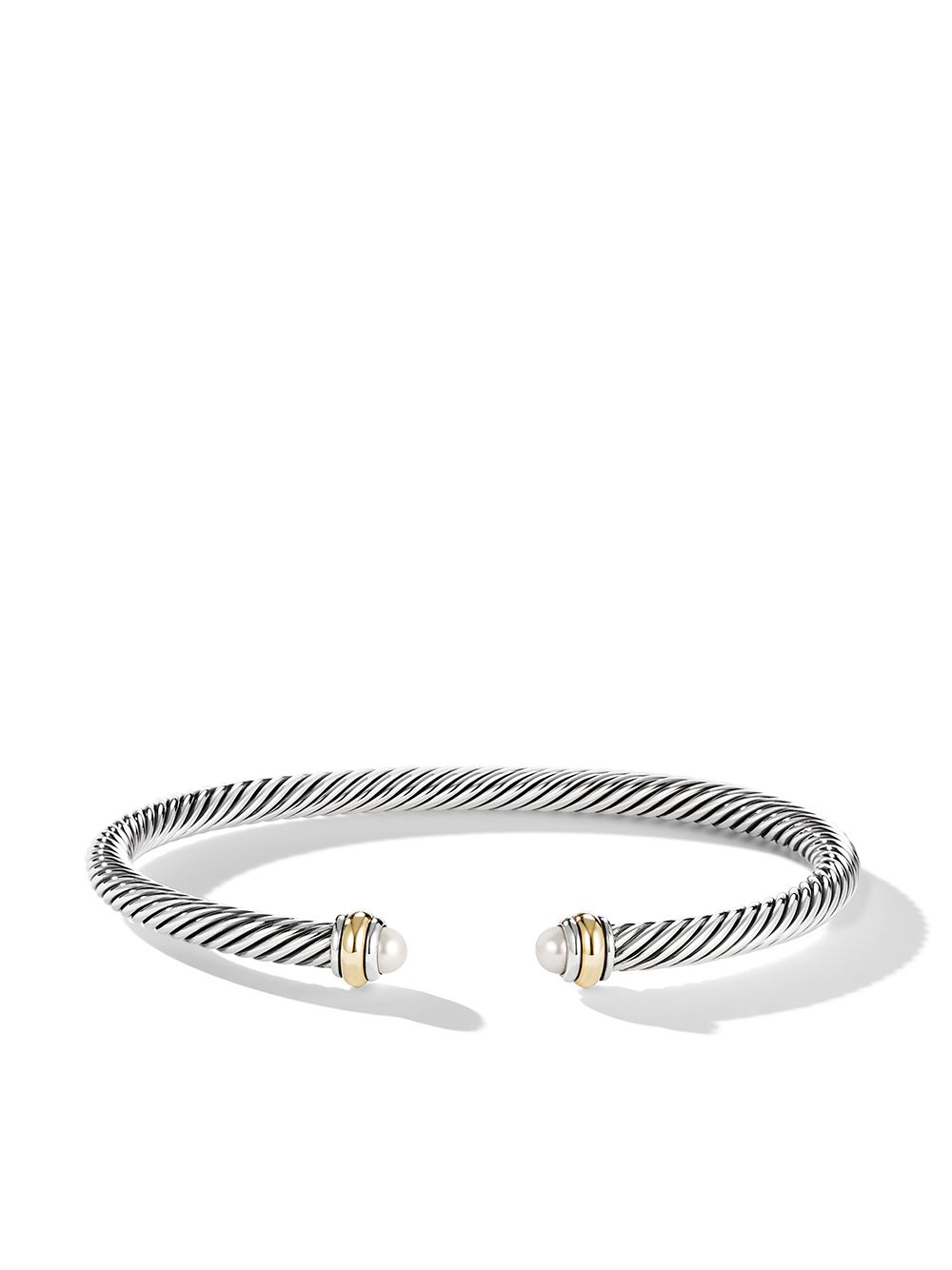 David Yurman 18K黄金纯银 Cable Classics 珍珠手链 - 银色