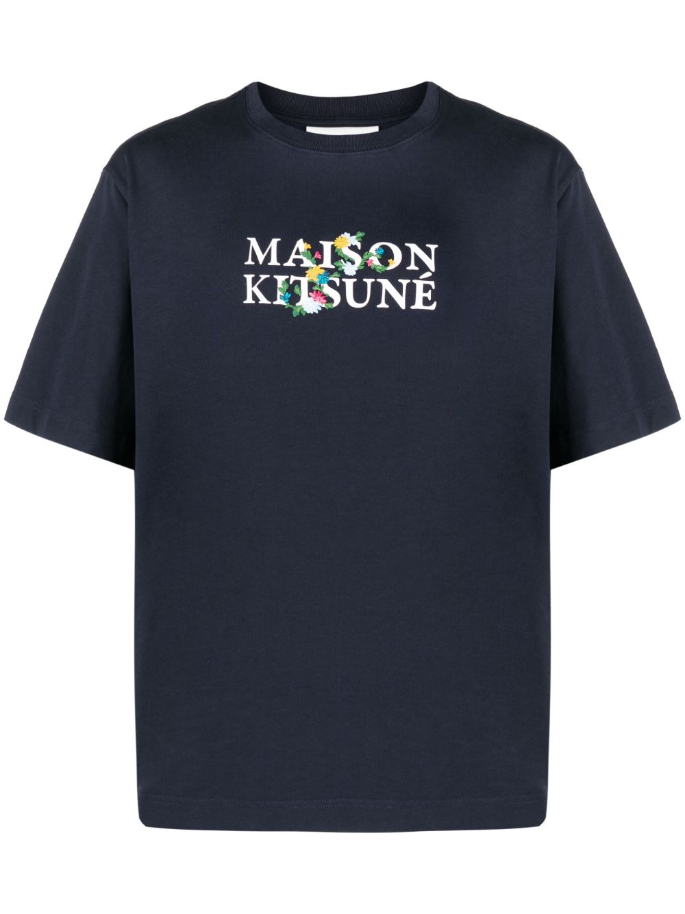 Maison Kitsuné logo刺绣圆领T恤 - 蓝色
