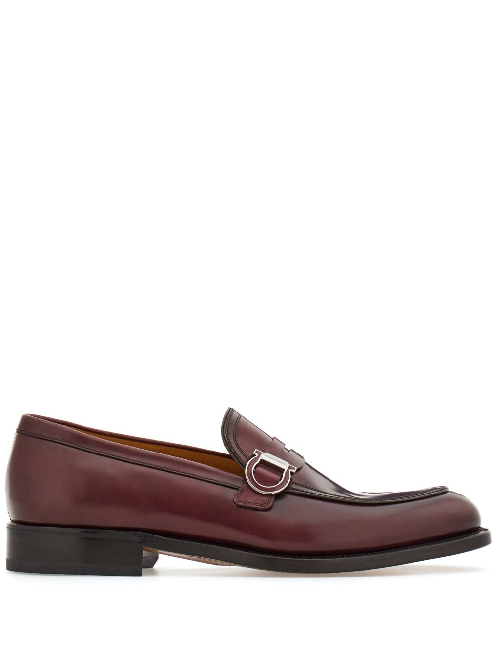 Ferragamo Gancini 标牌皮质莫卡辛鞋 - 红色