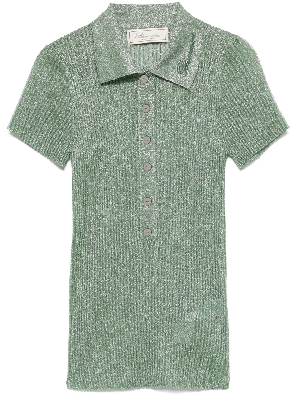 Blumarine 金银丝polo领上衣 - 绿色