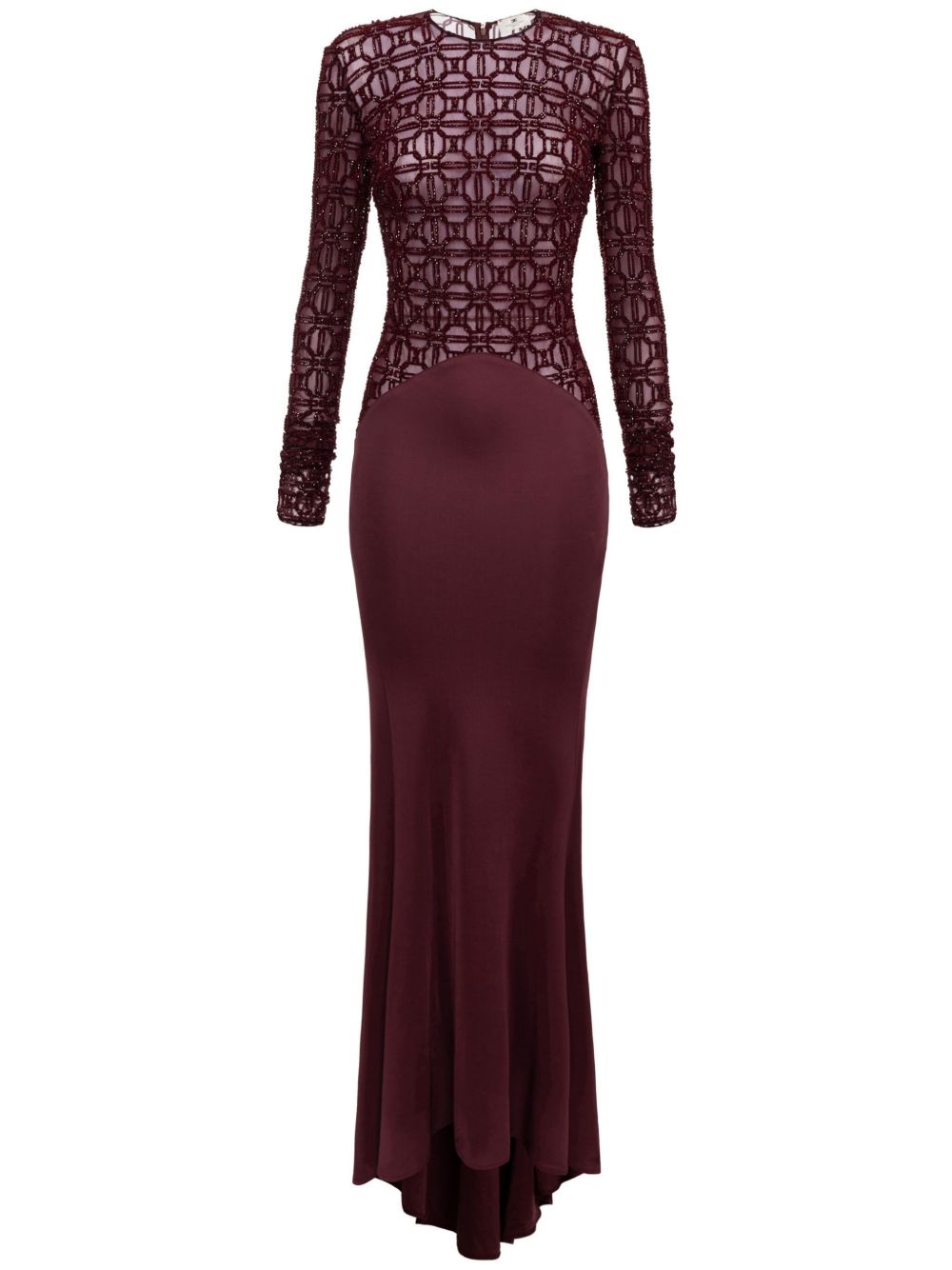 Elisabetta Franchi 刺绣薄纱礼服 - 红色