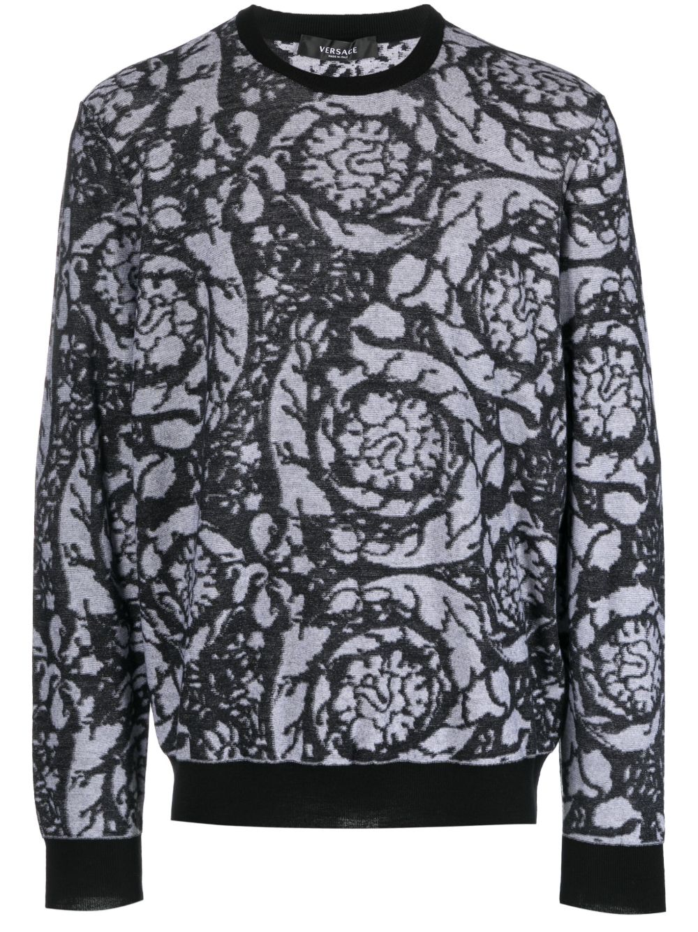 Versace Barocco Silhouette 眩晕图案毛衣 - 黑色