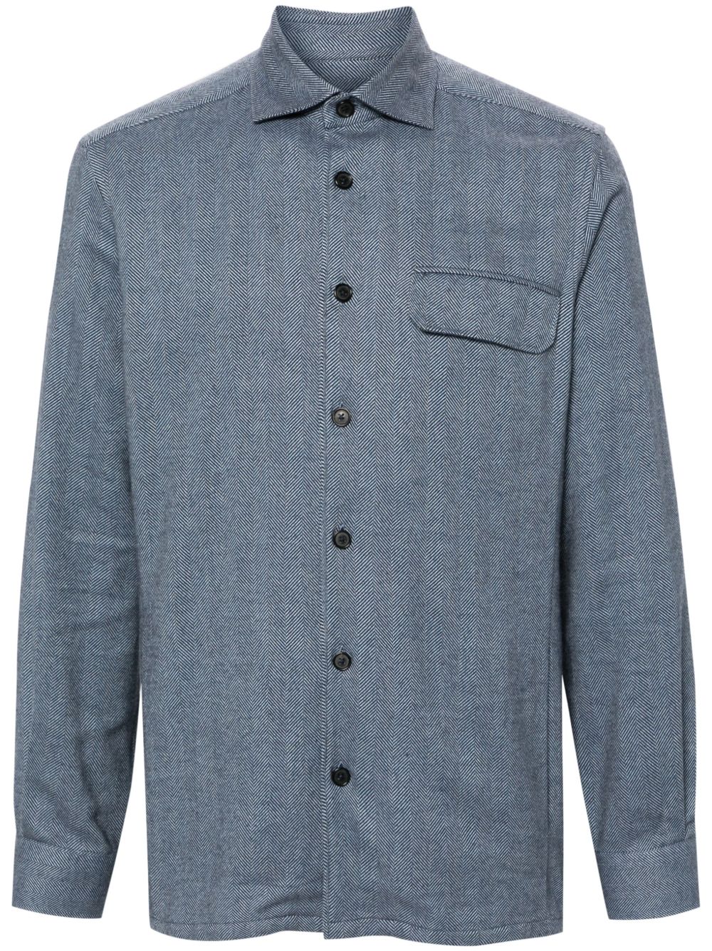 Corneliani 经典翻领衬衫式夹克 - 蓝色