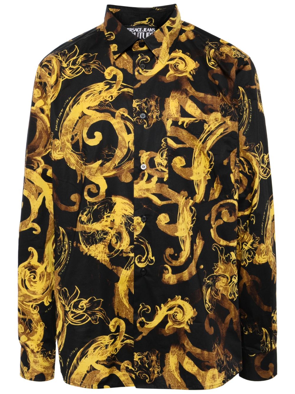 Versace Jeans Couture 巴洛克印花棉衬衫 - 黑色