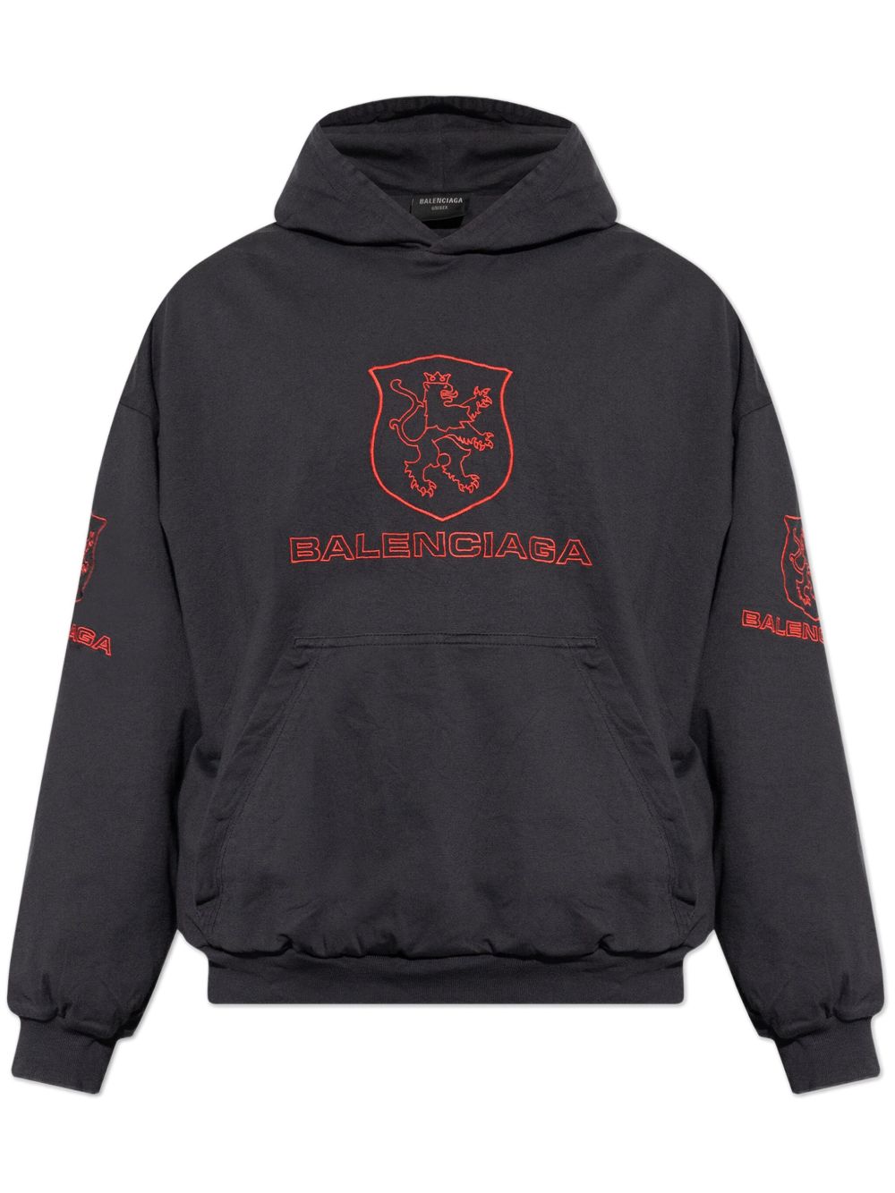 Balenciaga logo-embroidered hoodie - 黑色