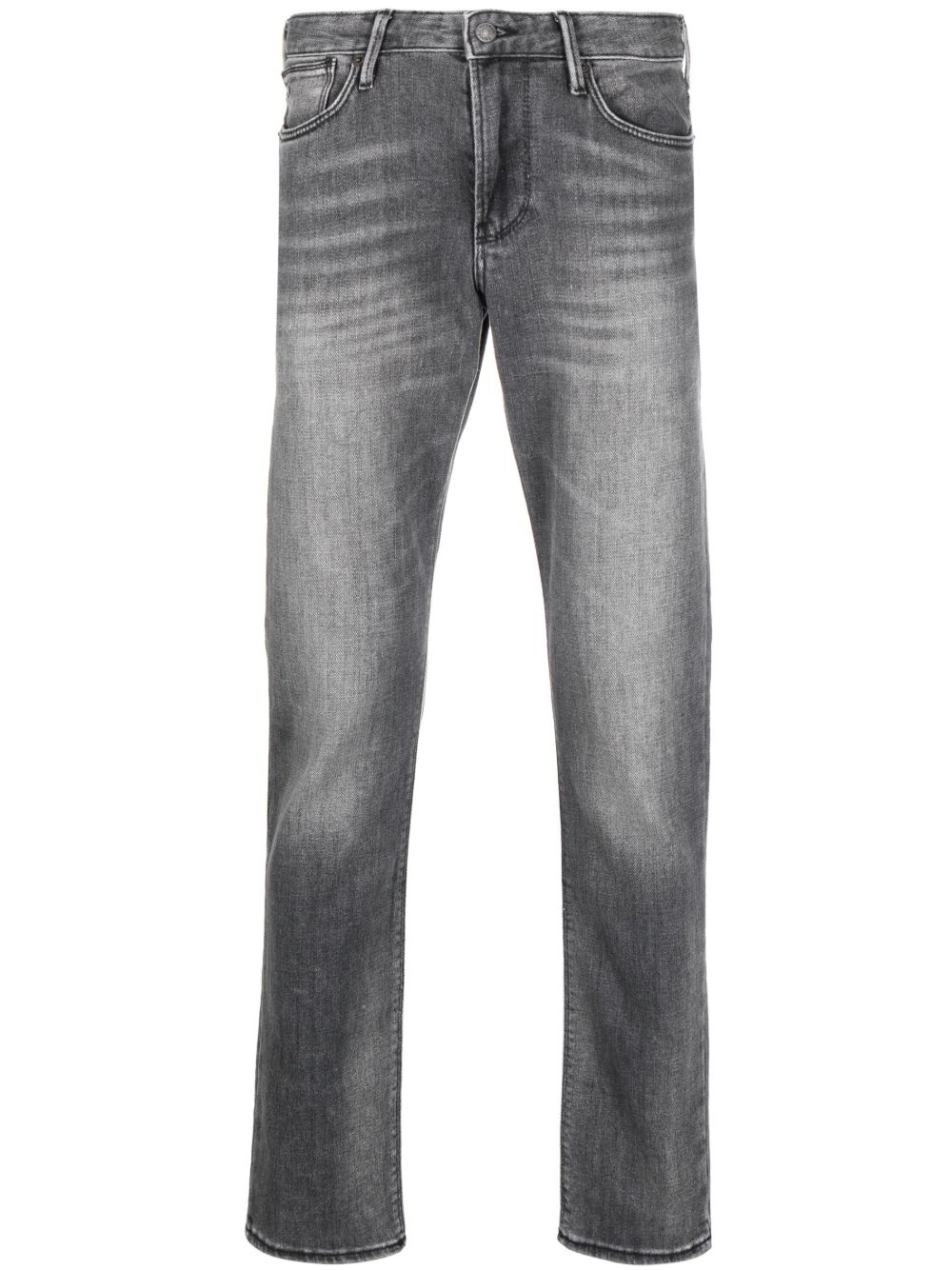 Emporio Armani 褪色效果修身牛仔裤 - 黑色