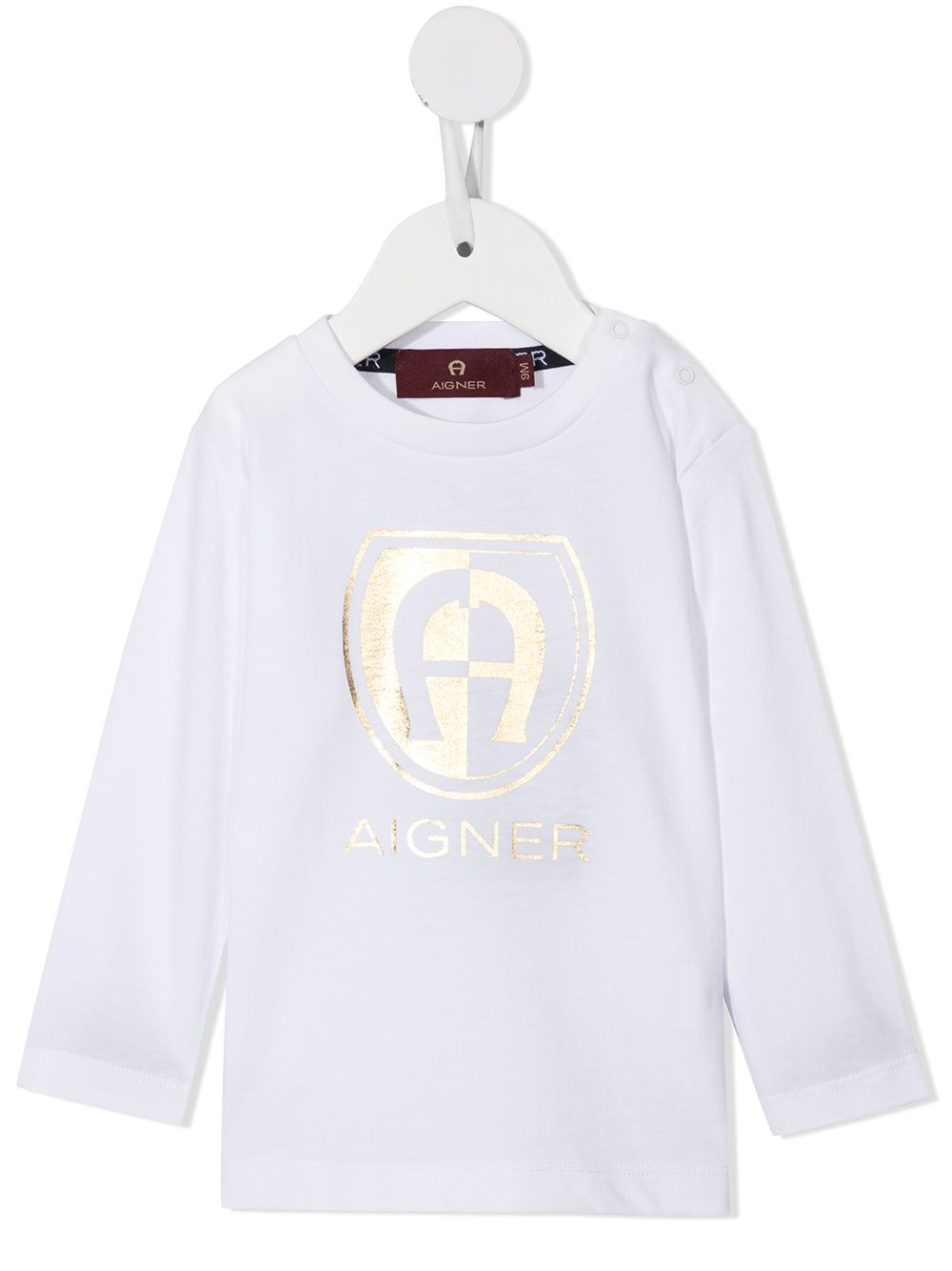 Aigner Kids logo印花T恤 - 白色