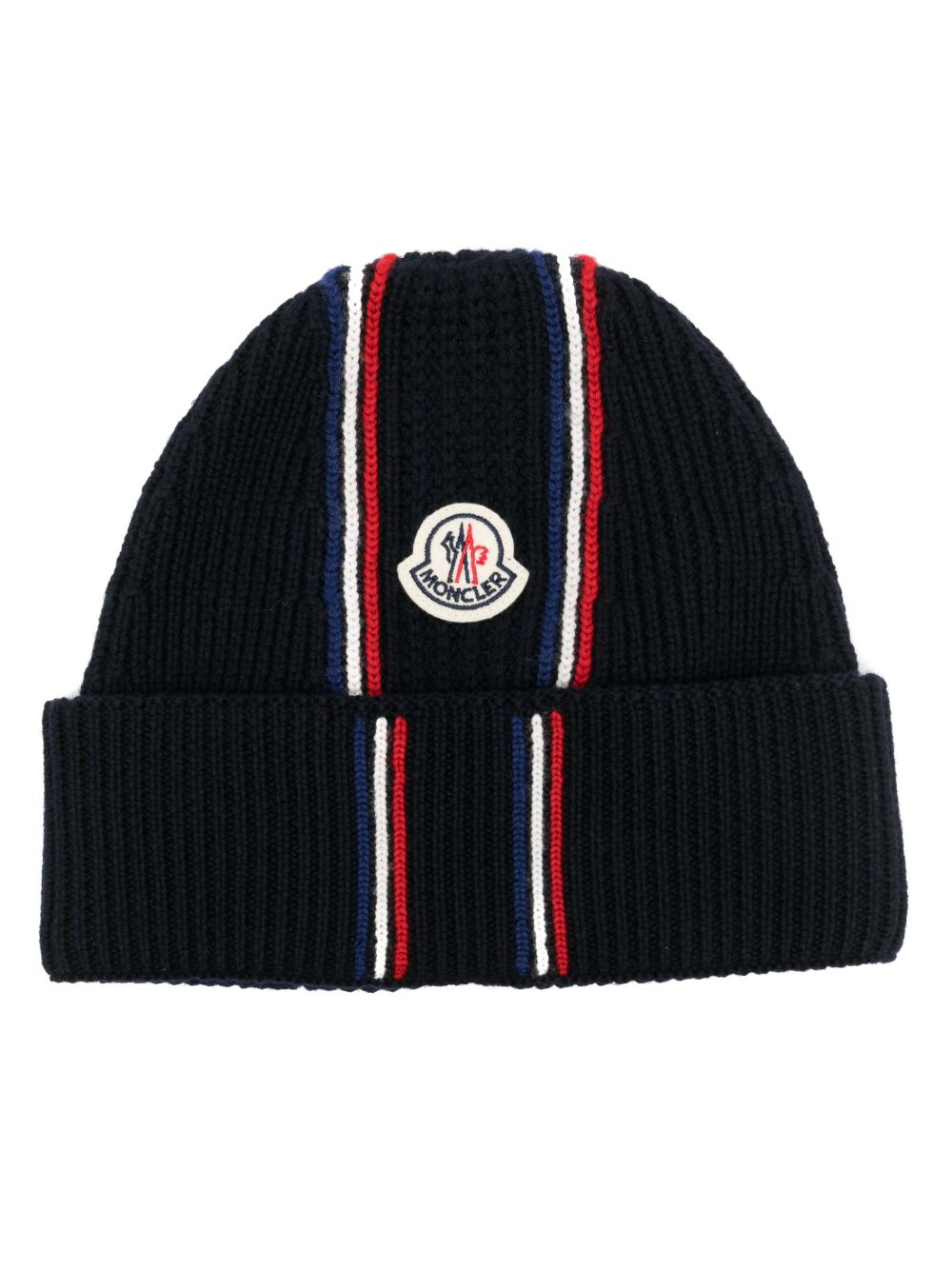 Moncler 标贴针织套头帽 - 蓝色