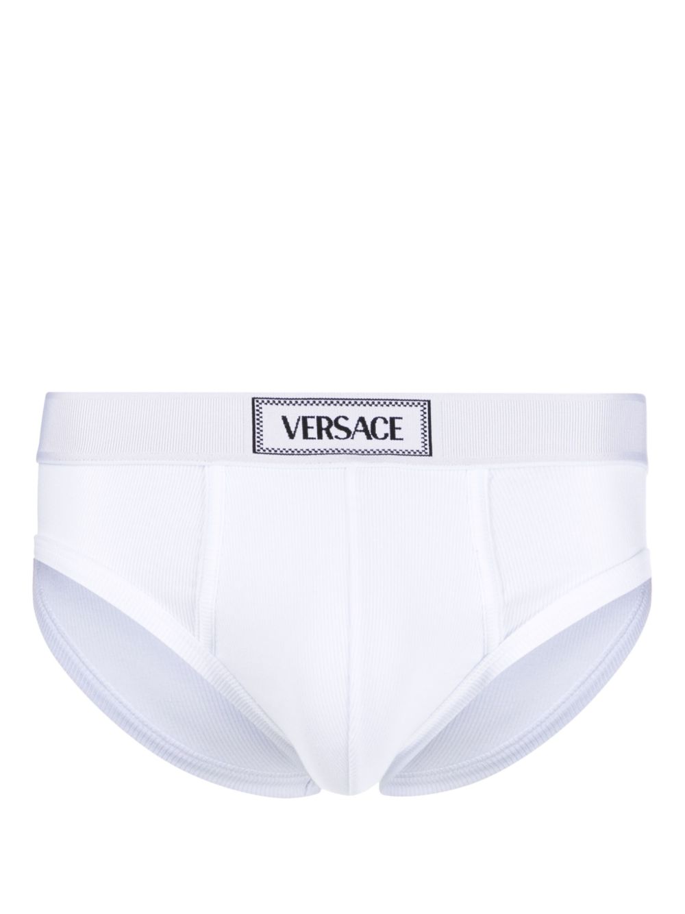 Versace 90年代 Versace logo裤腰棉三角内裤 - 白色