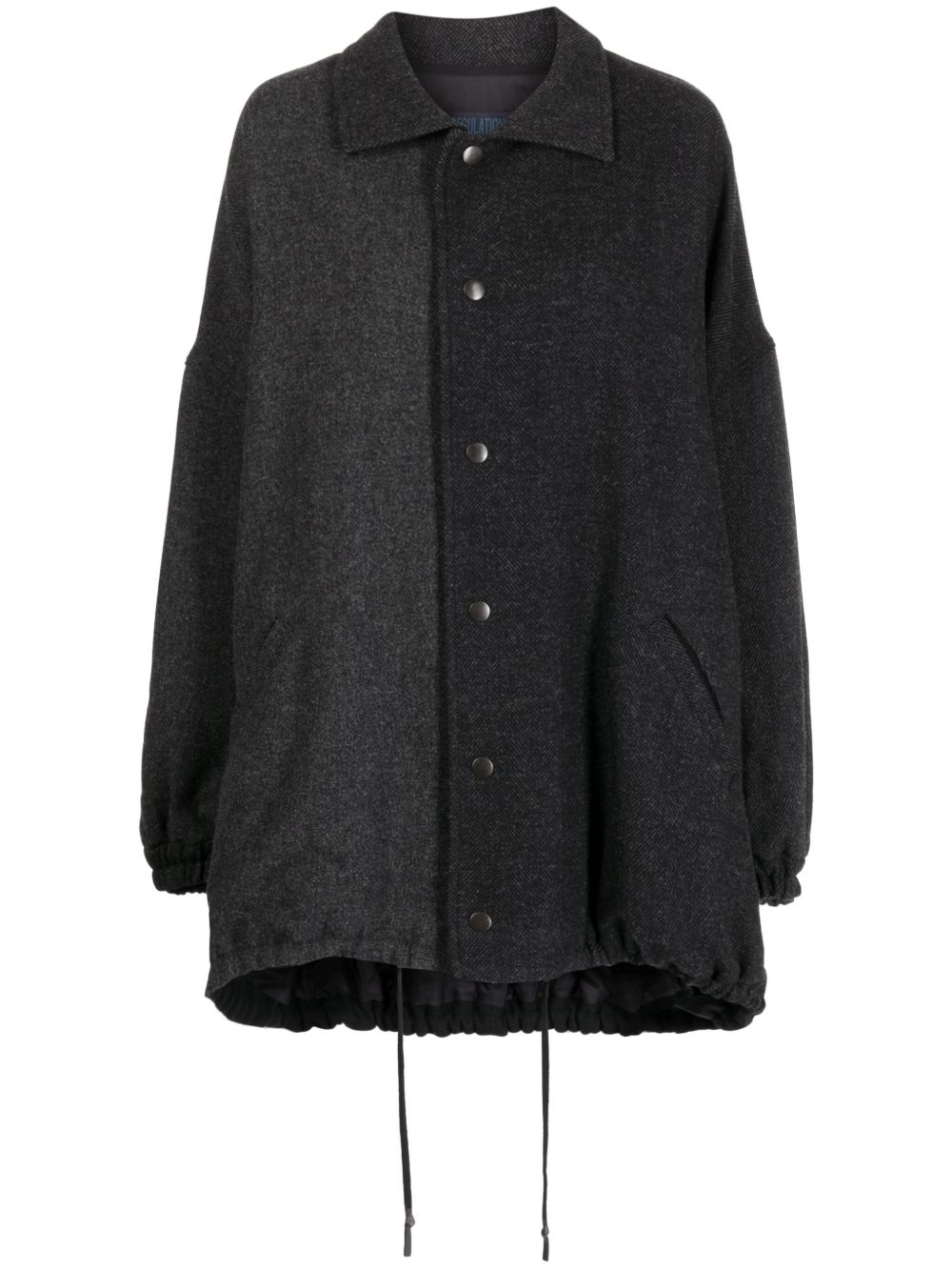Yohji Yamamoto 人字斜纹针织图案羊毛夹克 - 灰色