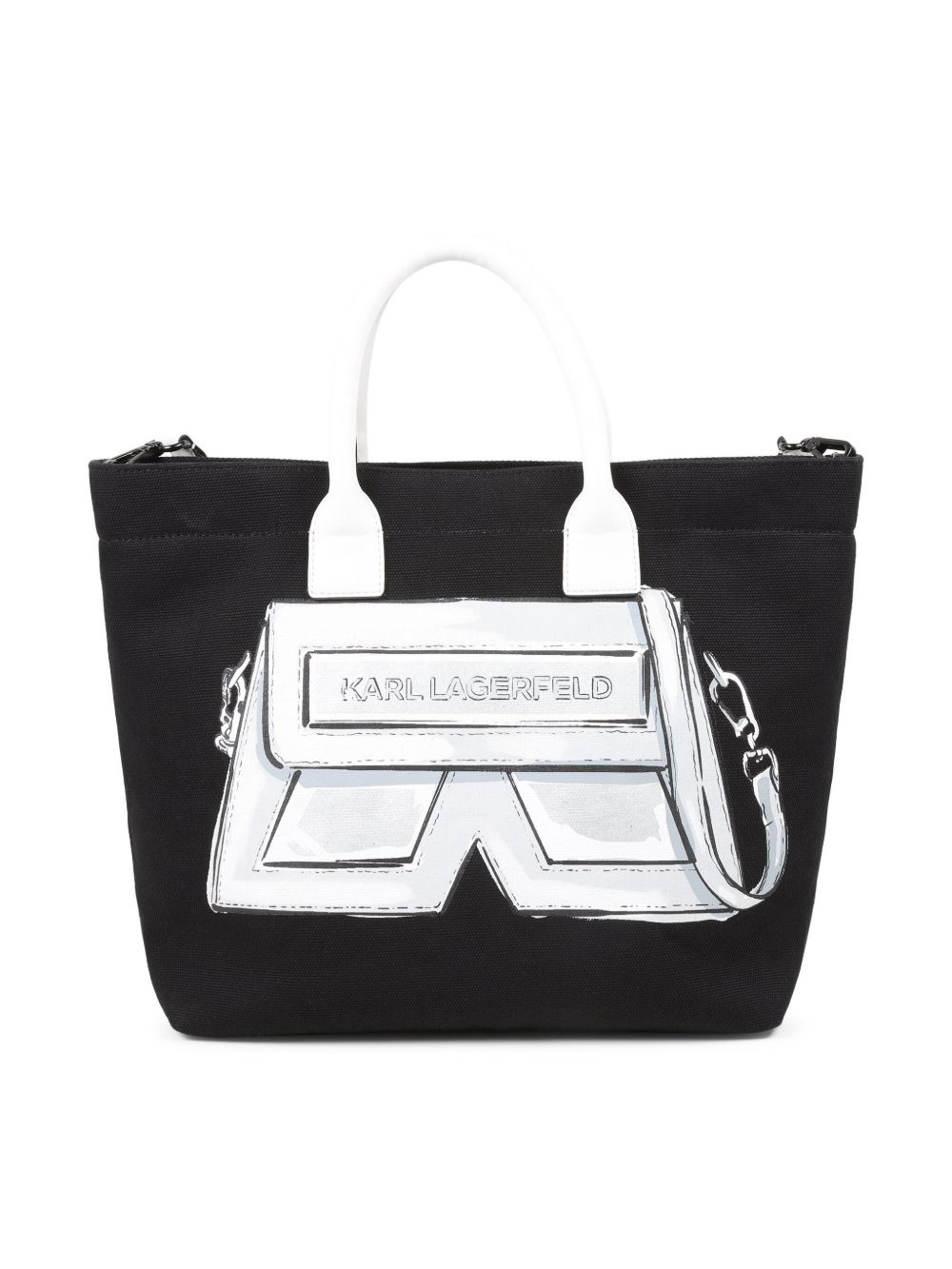 Karl Lagerfeld Kids Mini Me 帆布手提包 - 黑色