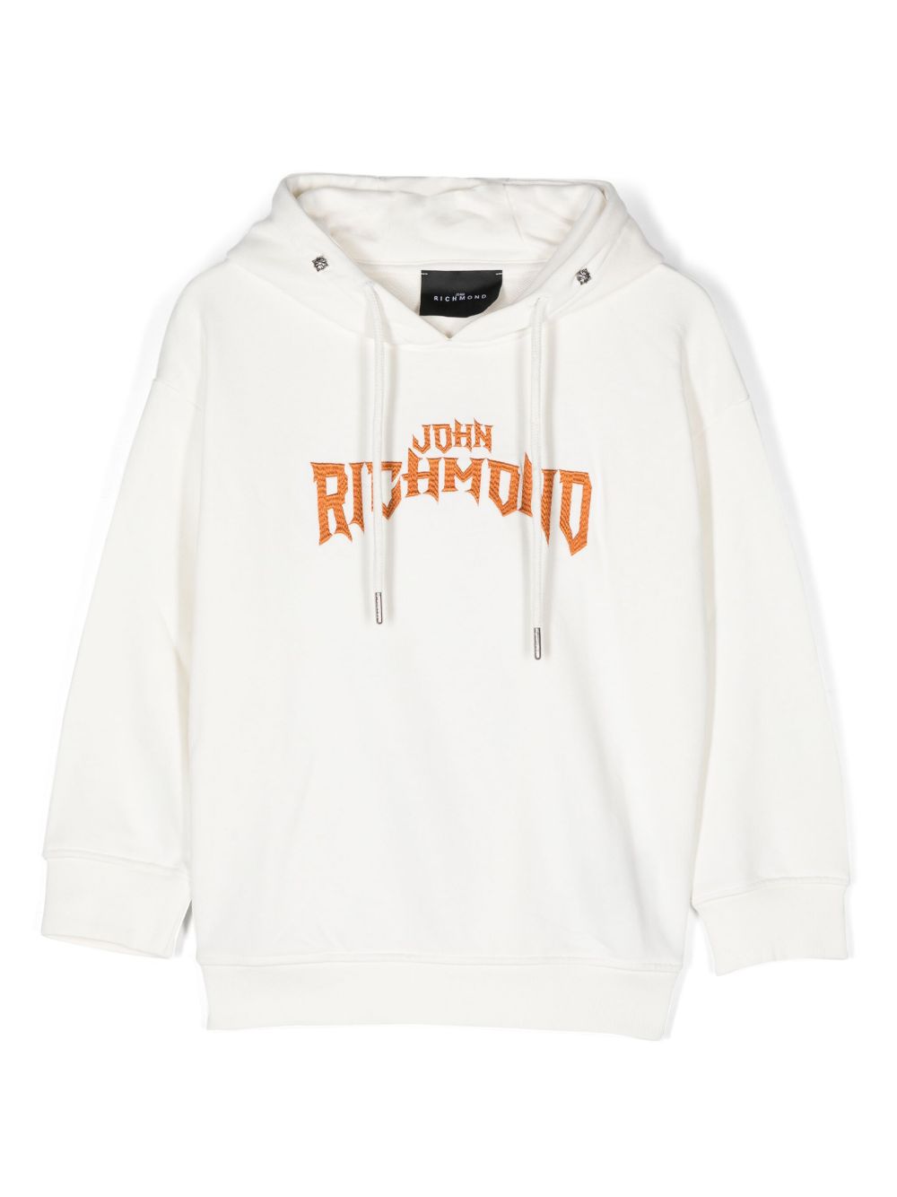 John Richmond Junior logo刺绣连帽衫 - 中性色