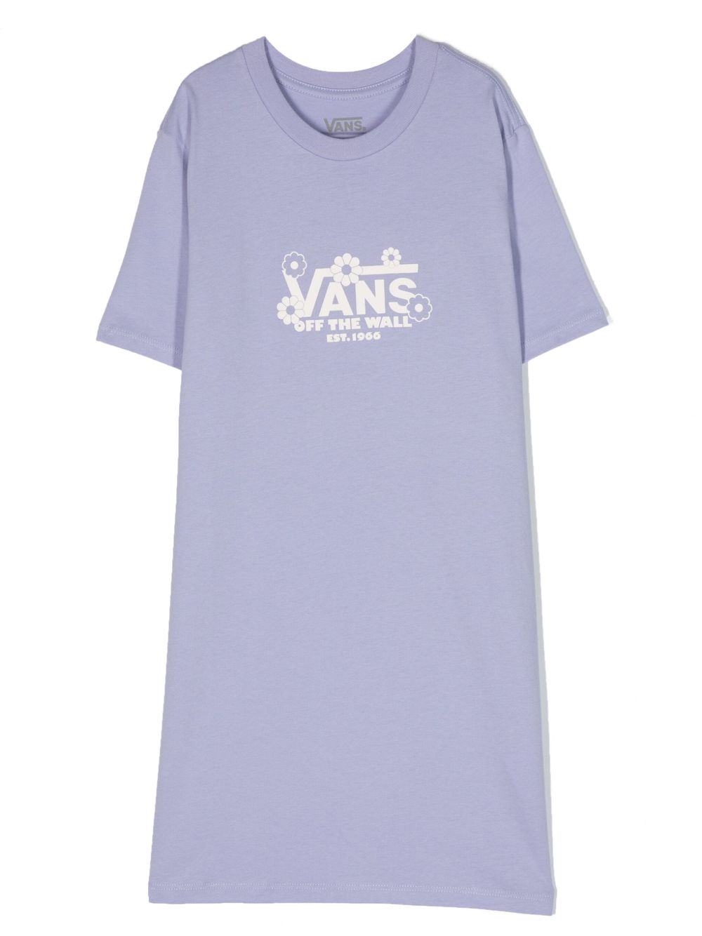 Vans Kids 花卉logo印花T恤式连衣裙 - 紫色