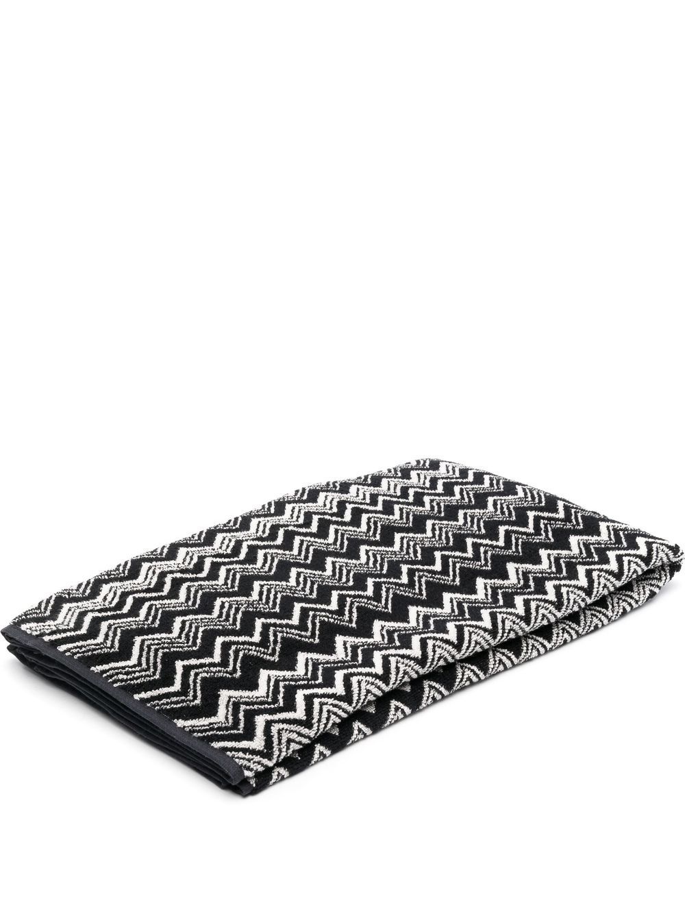 Missoni Home Z字形图案沙滩毛巾 - 黑色