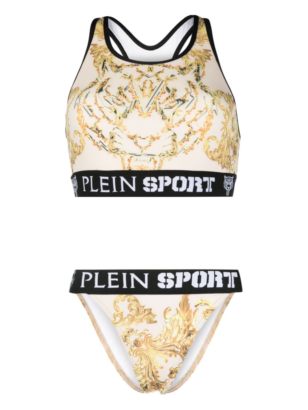 Plein Sport 巴洛克印花比基尼套装 - 中性色