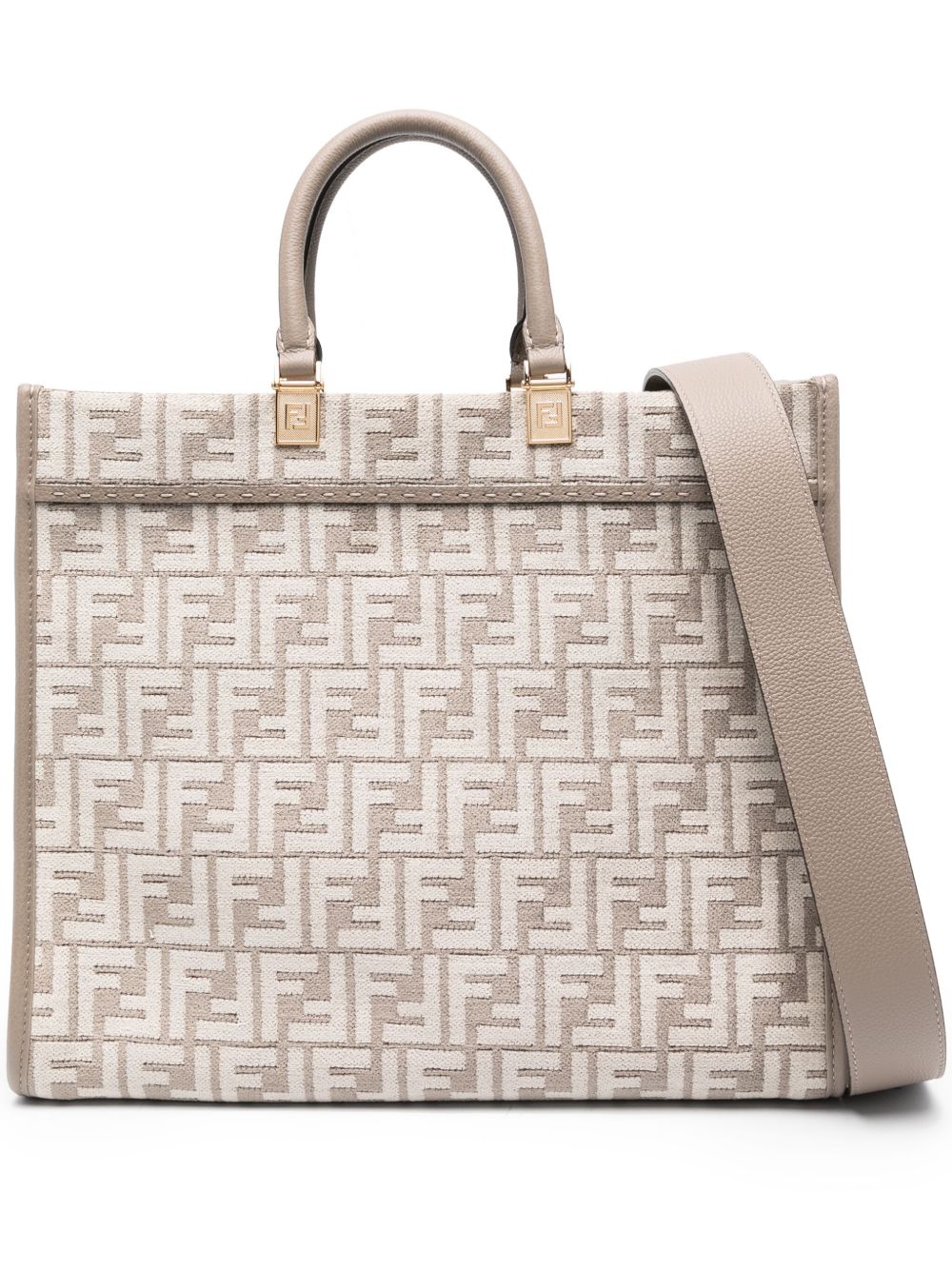 FENDI Sunshine FF 印花中号托特包 - 中性色