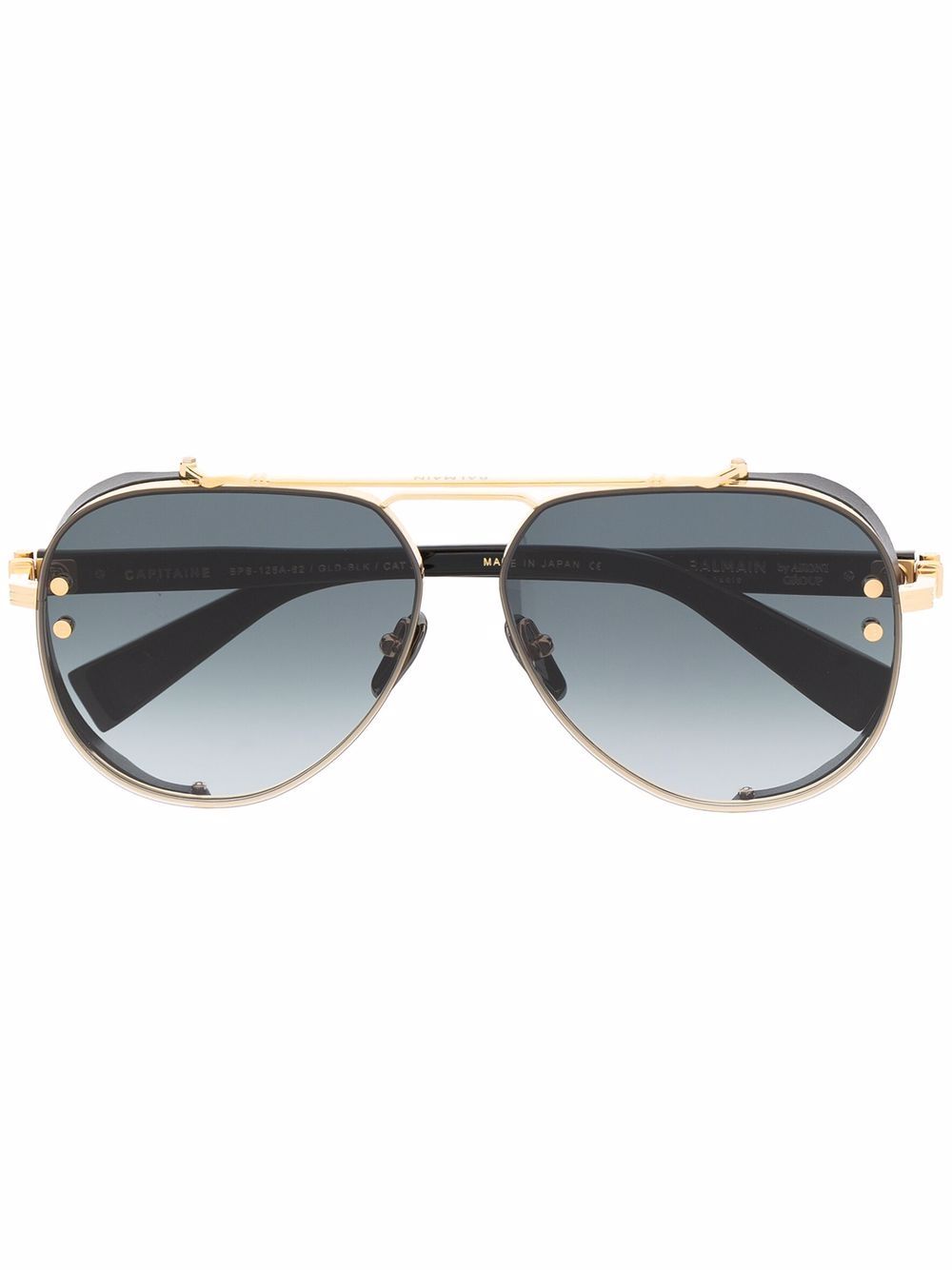 Balmain Eyewear 飞行员镜框太阳眼镜 - 黑色