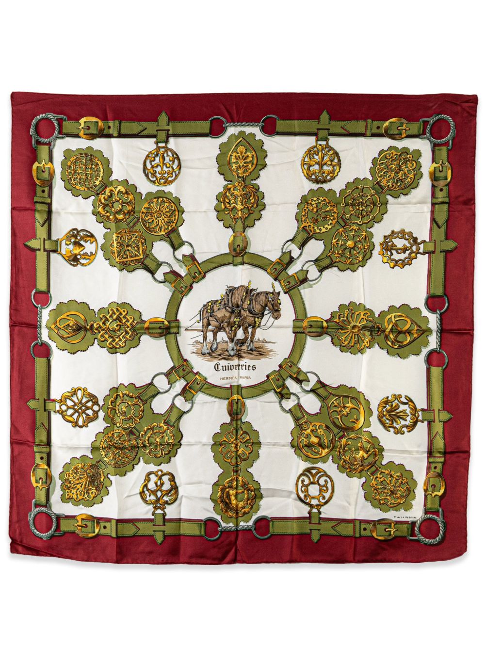 Hermès Pre-Owned Cuivreries 真丝围巾（1900年代典藏款） - 红色