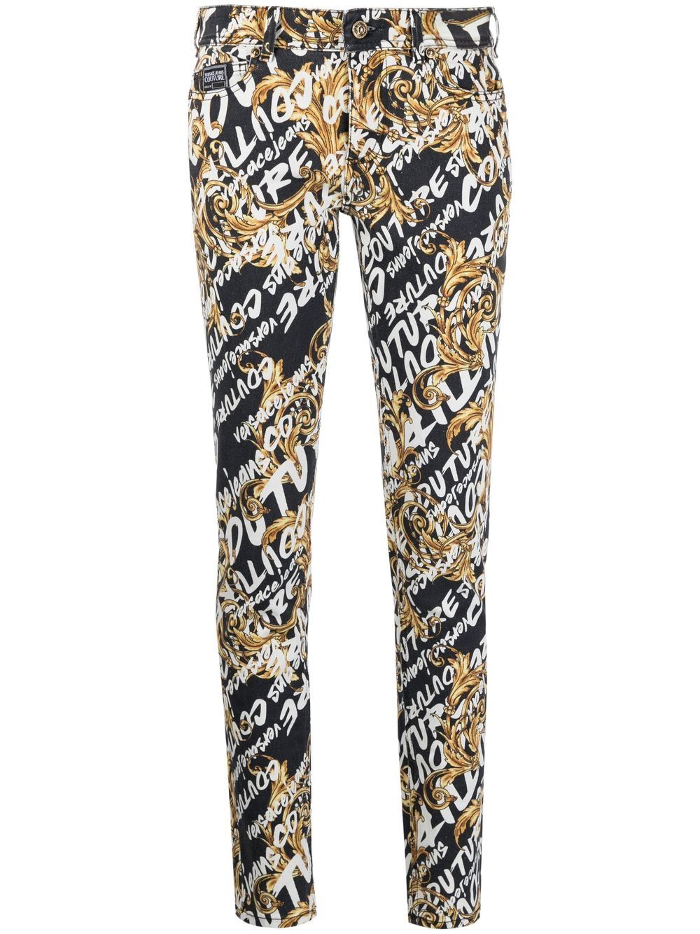 Versace Jeans Couture 范思哲 logo印花牛仔裤 - 黑色