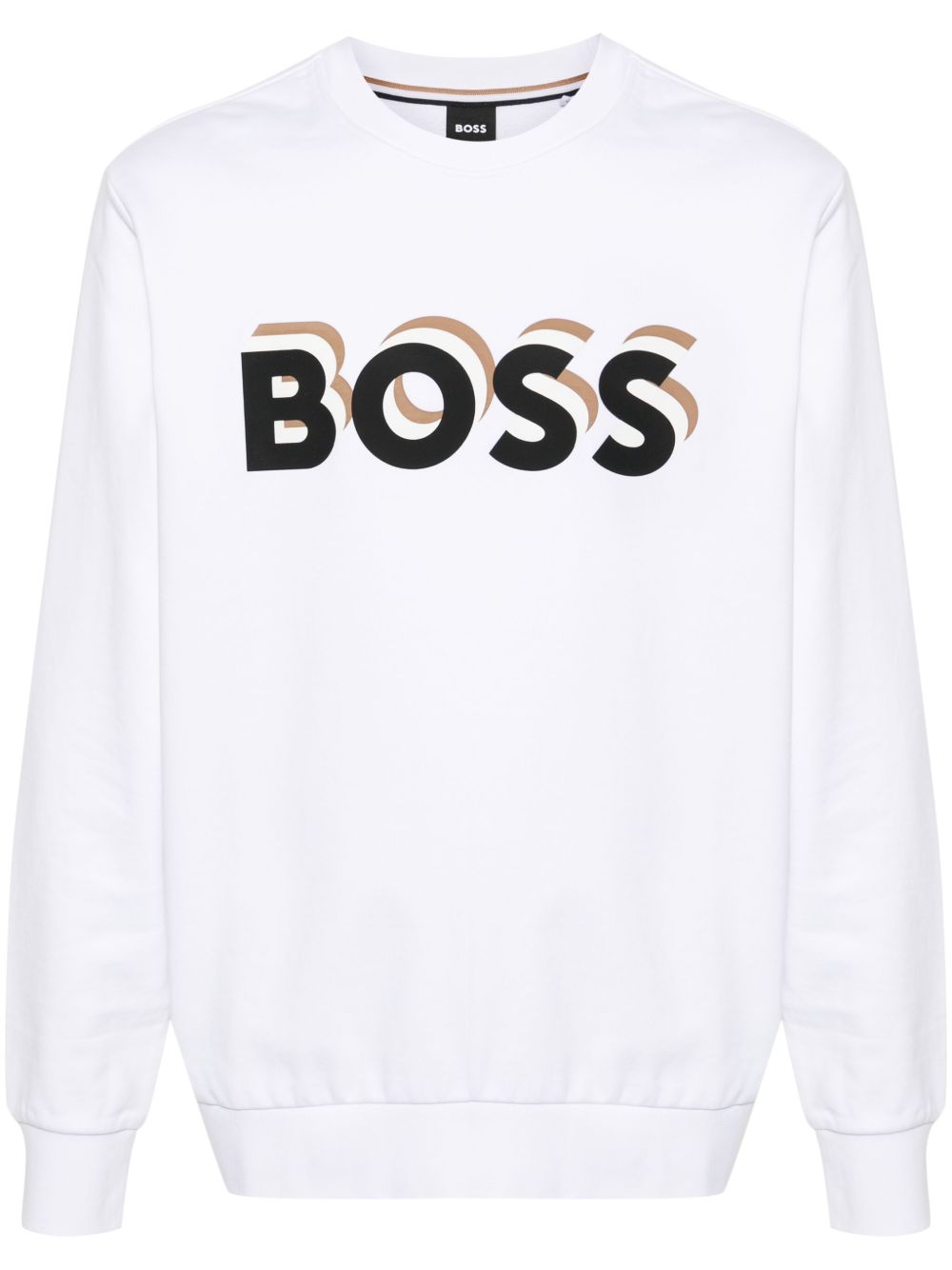 BOSS logo印花棉卫衣 - 白色