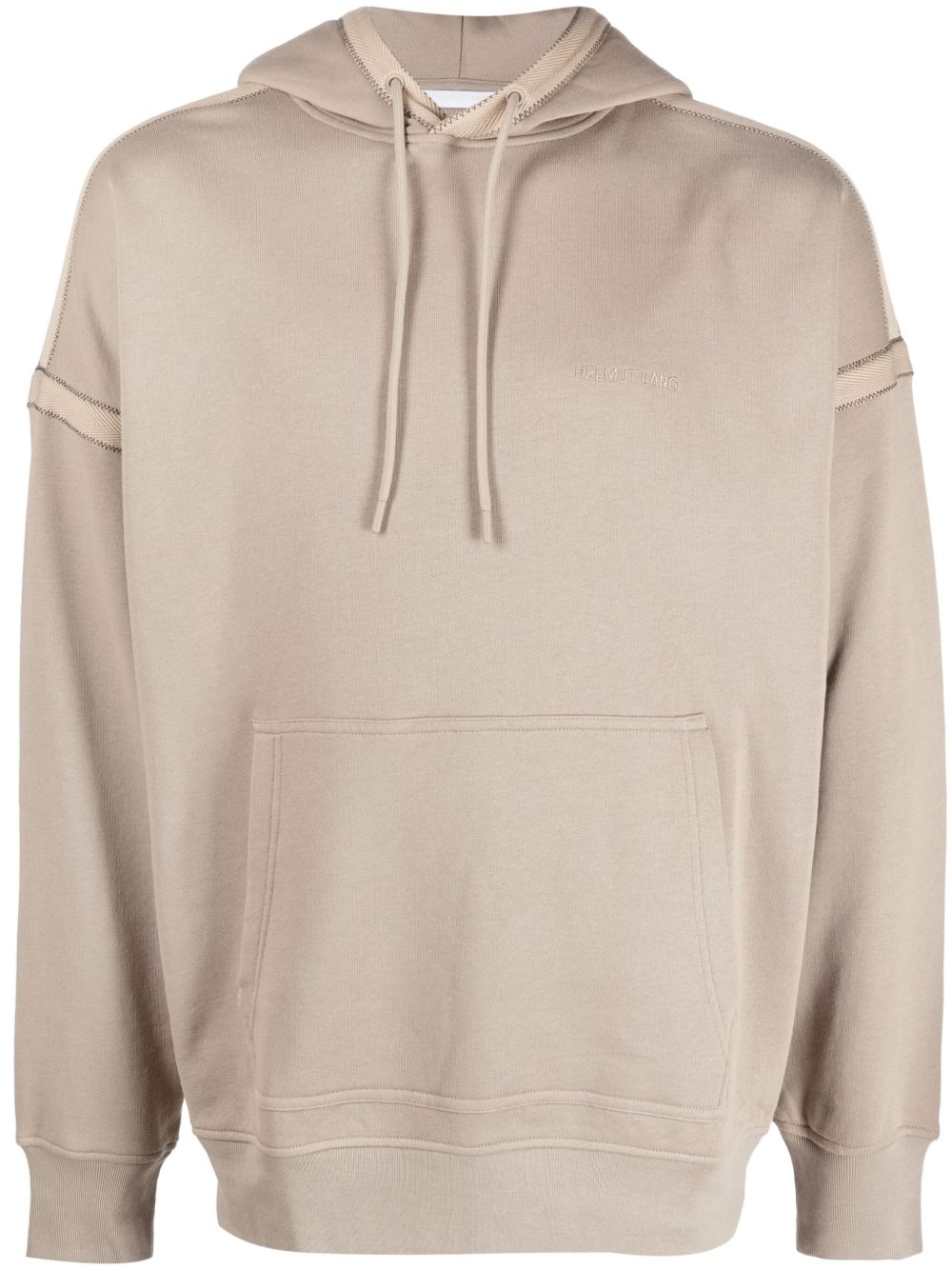 Helmut Lang logo刺绣棉连帽衫 - 中性色