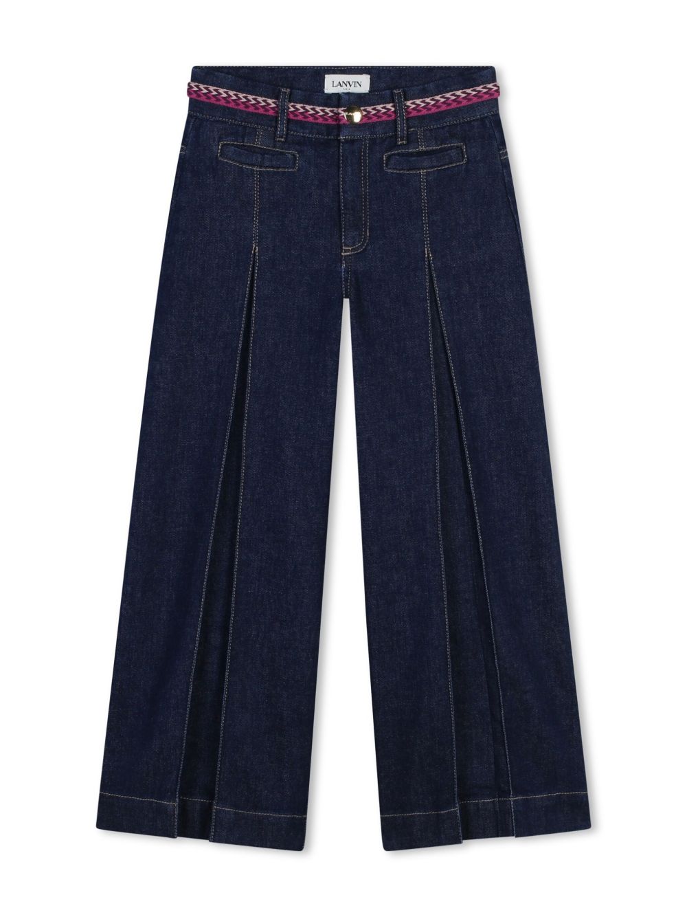 Lanvin Enfant 对比边饰喇叭牛仔裤 - 蓝色