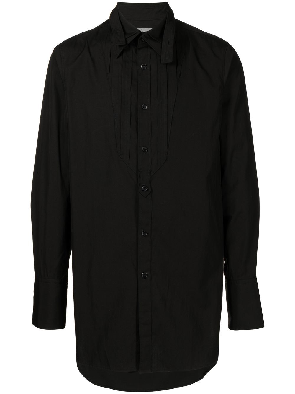 Yohji Yamamoto 领结超大款衬衫 - 黑色