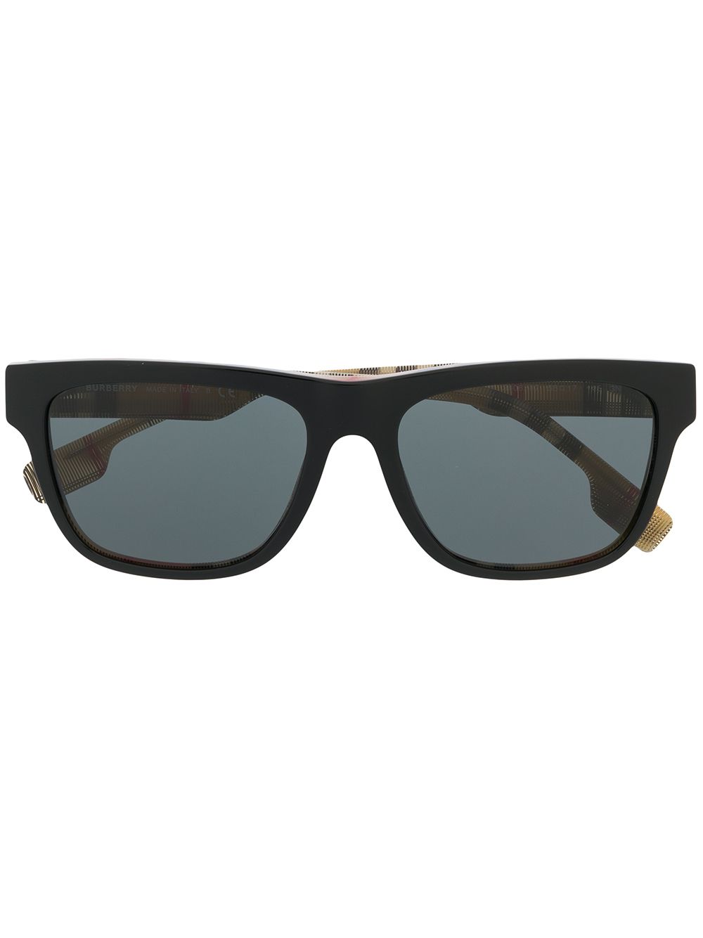 Burberry Eyewear 经典格纹方框太阳眼镜 - 黑色