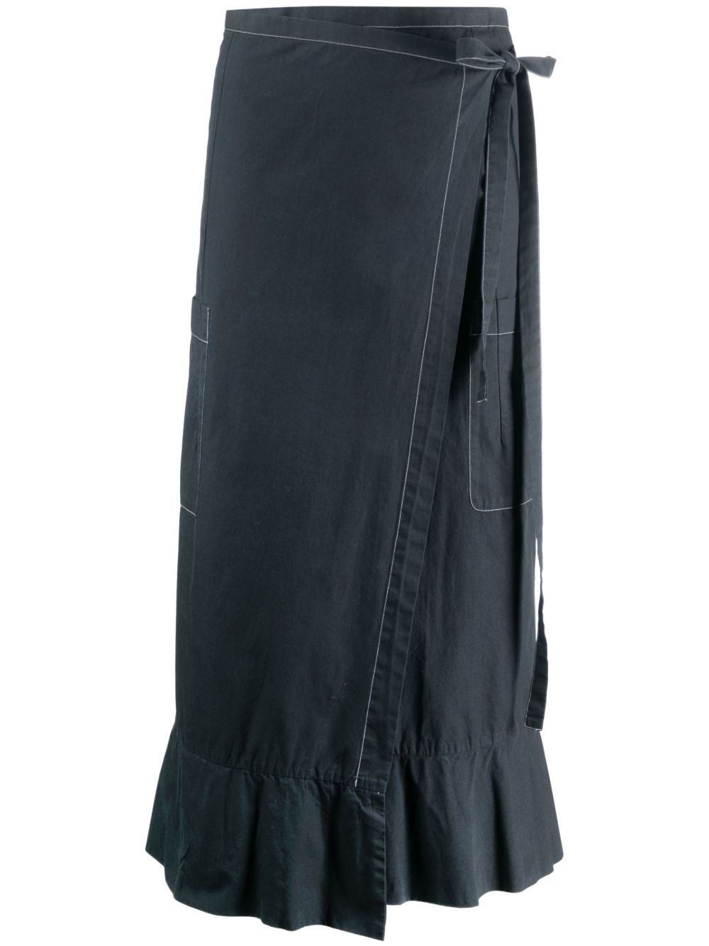 Comme Des Garçons Pre-Owned 高腰裹身式中长半身裙（2000年代典藏款） - 蓝色
