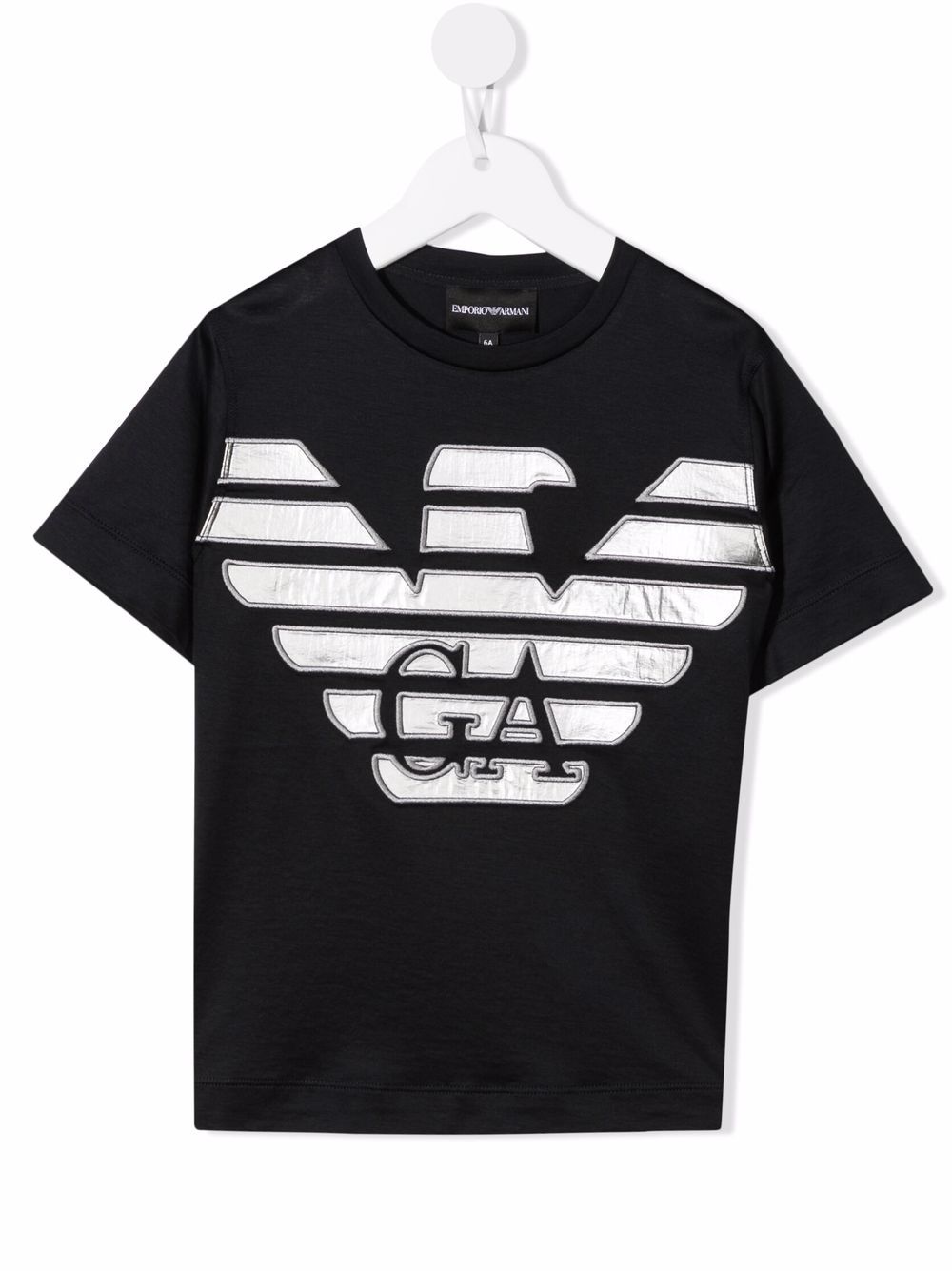 Emporio Armani Kids 标贴金属感T恤 - 蓝色