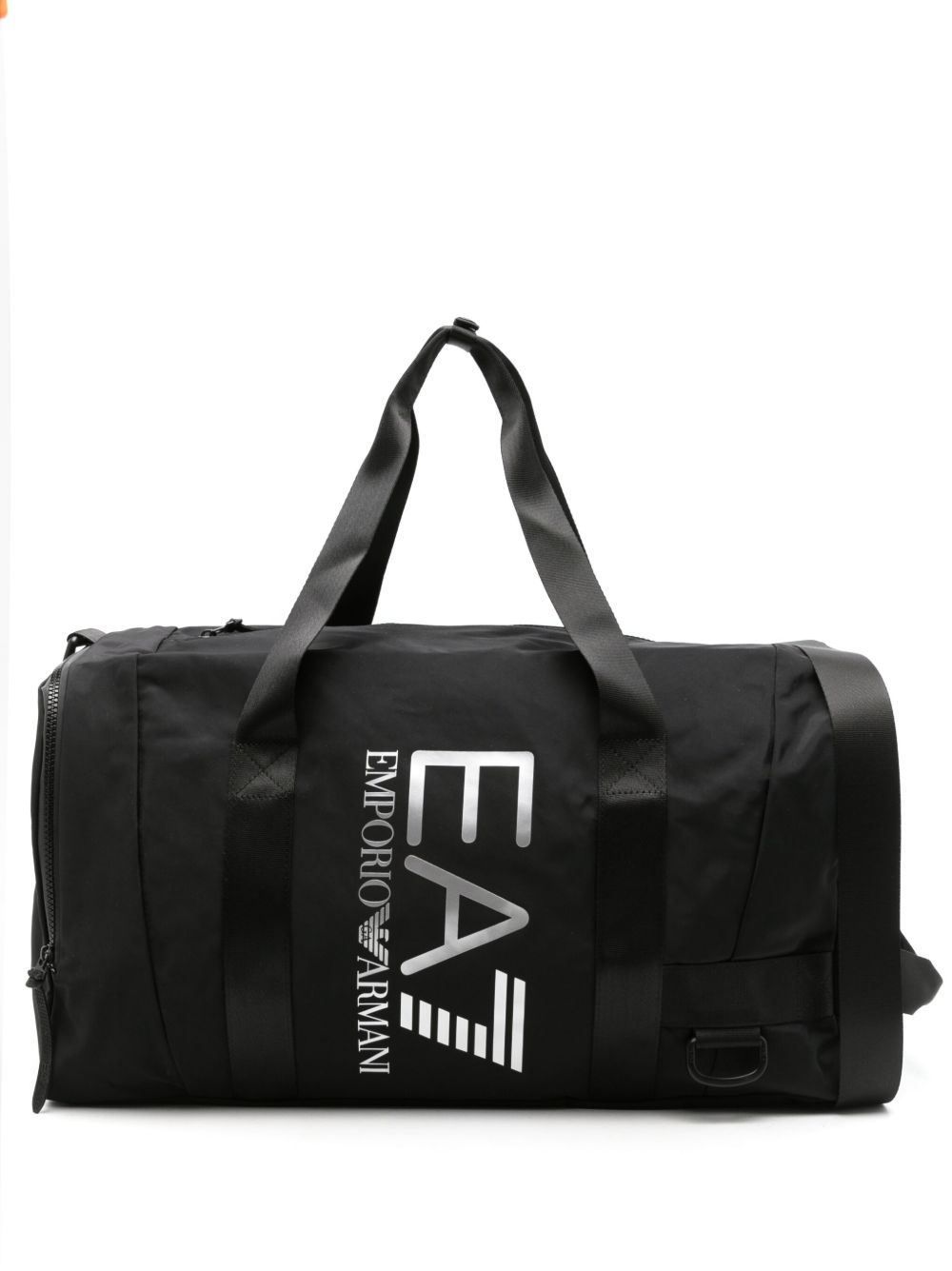 Ea7 Emporio Armani logo印花拉链旅行包 - 黑色