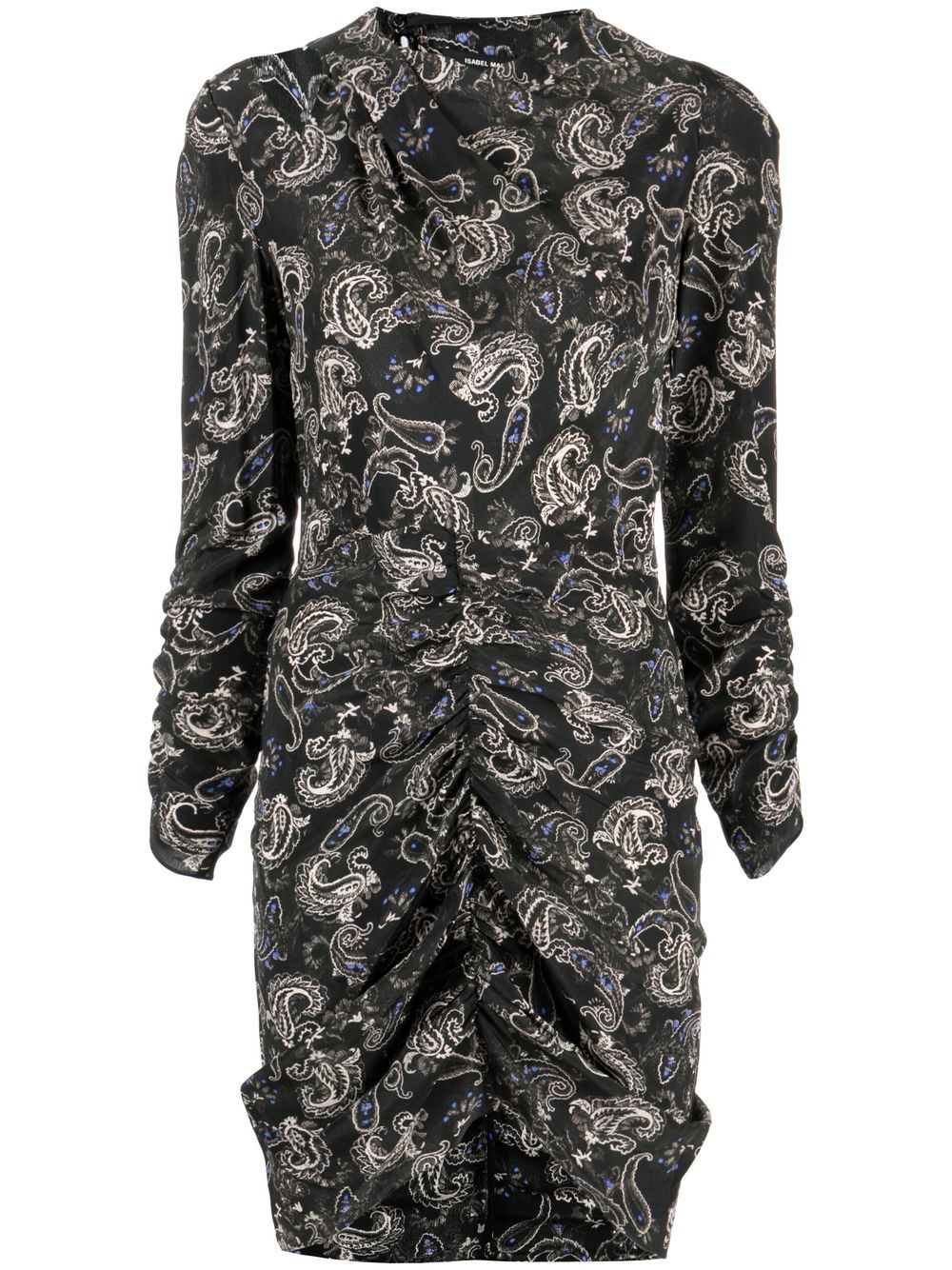 ISABEL MARANT 佩斯理印花褶饰迷你连衣裙 - 黑色