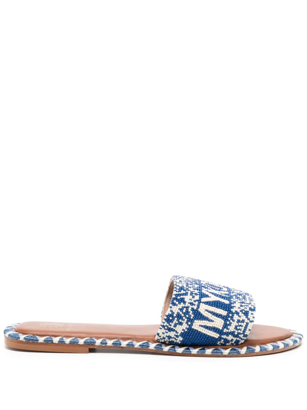 DE SIENA SHOES Mykonos 珠饰皮质凉鞋 - 蓝色