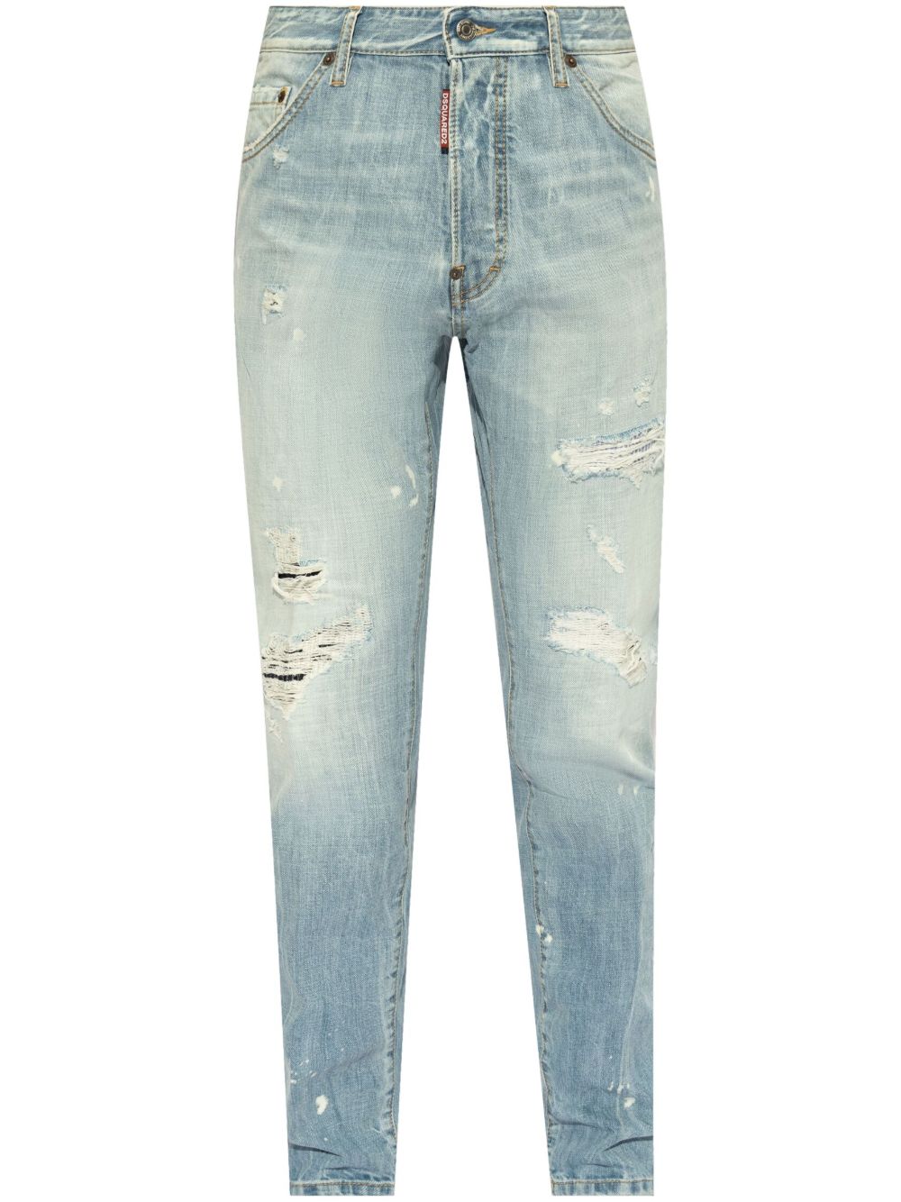 DSQUARED2 撕裂效果修身牛仔裤 - 蓝色