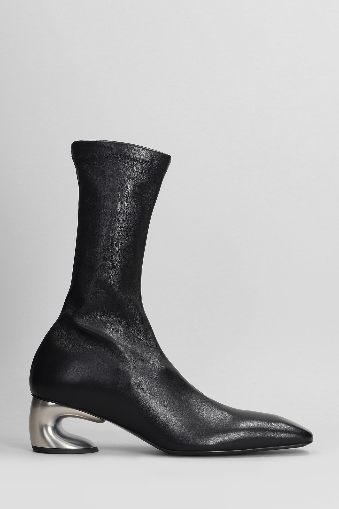 Jil Sander Low Heels Ankle Boots In Black Leather