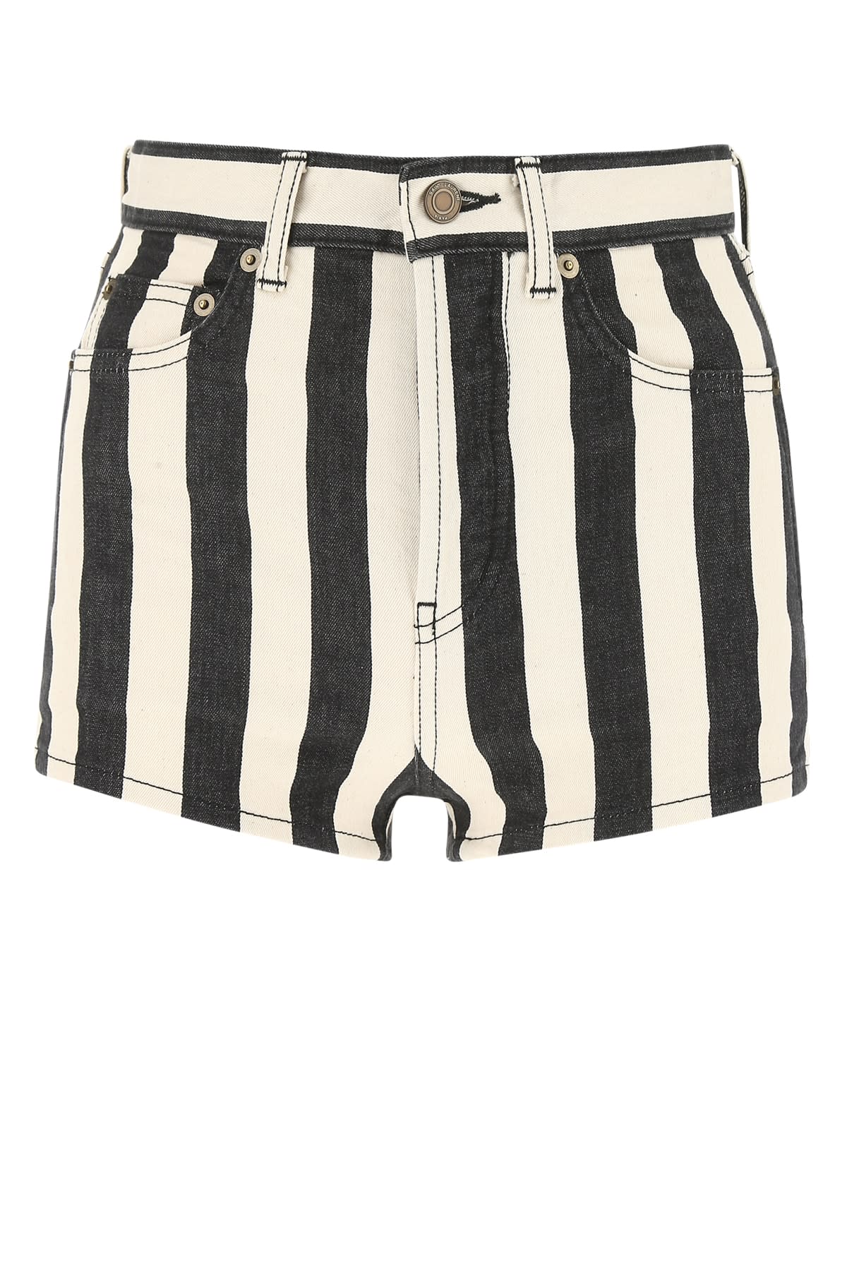 Saint Laurent Printed Stretch Denim Shorts