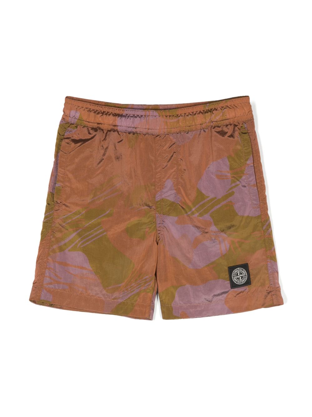 Stone Island Junior 罗盘图案泳裤 - 橘色