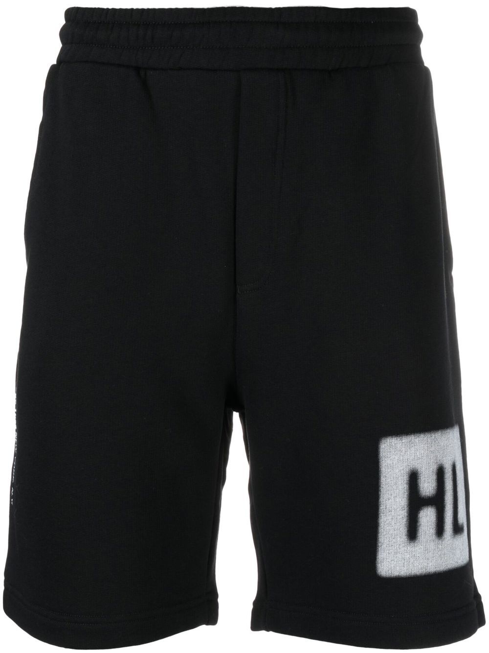 Helmut Lang logo印花套穿式运动短裤 - 黑色