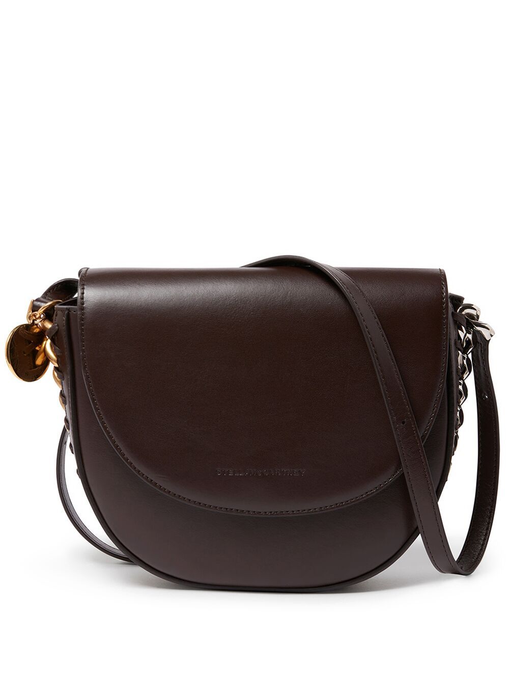 Stella McCartney Frayme logo压纹单肩包 - 褐色
